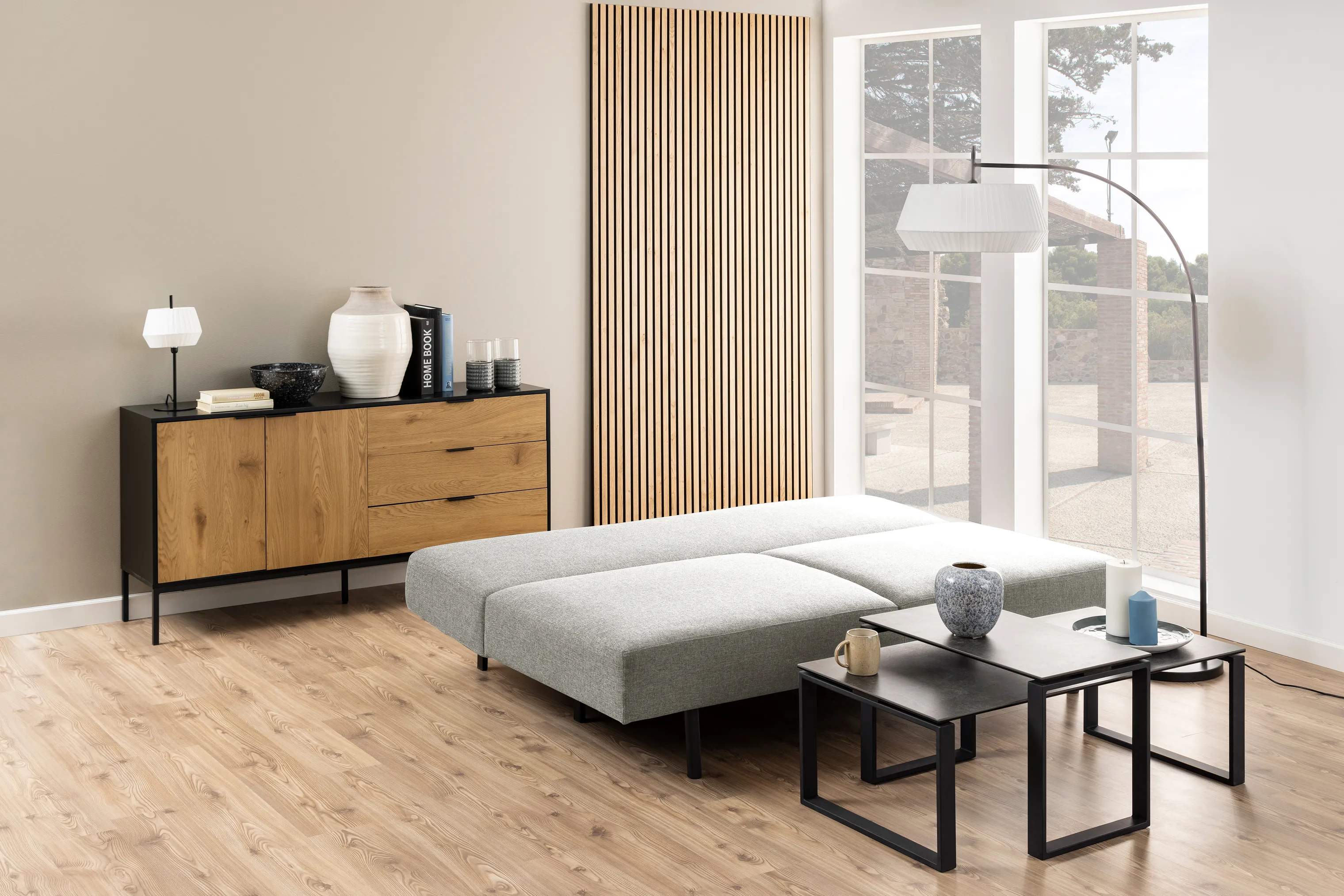 CASA Living Daybeds Malling Sovesofa i Lysegrå/mat sort, 3