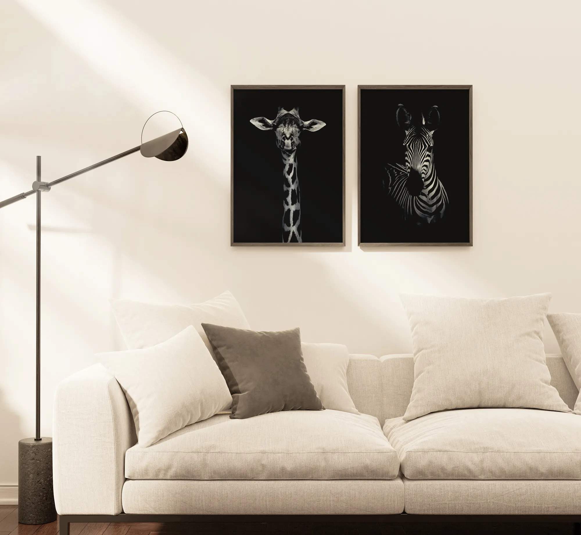 Poster&Frame Plakater Plakat - Giraffe Portrait i Sort, B30 x L40 cm, 3