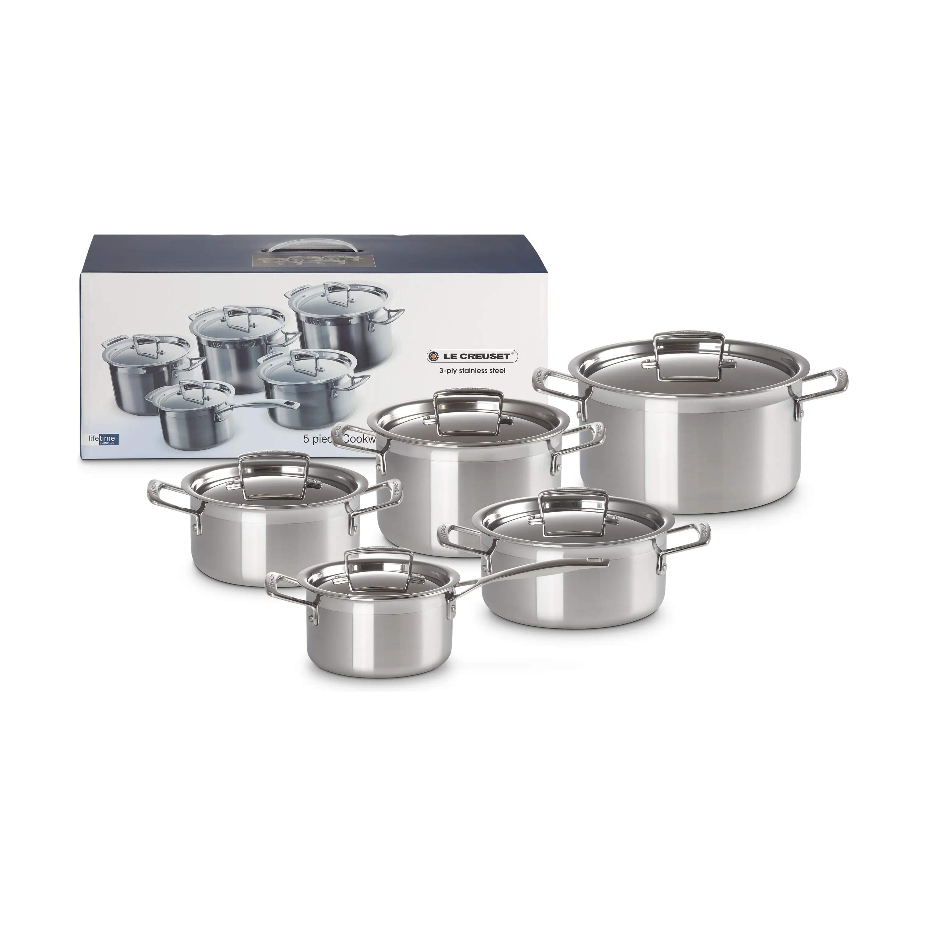 Le Creuset Grydeskesæt Classic 3-ply Grydesæt - 10 dele i Stainless Steel, 1