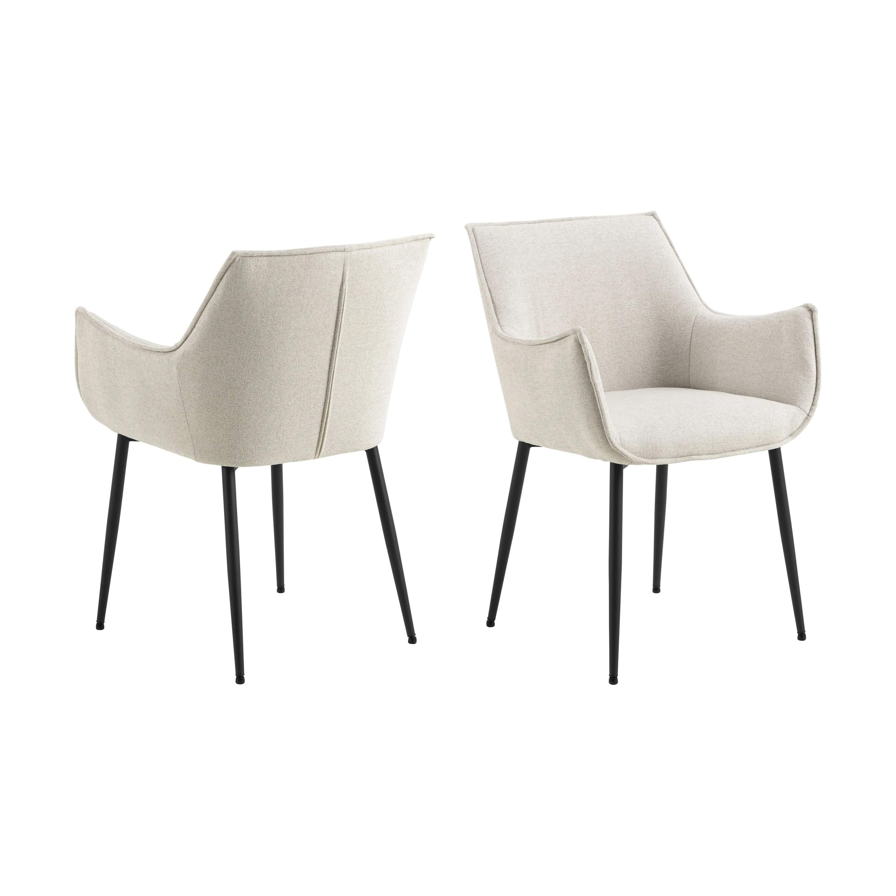 CASA Living Spisebordsstole Bonita Spisebordsstol med armlæn - 2 stk i Beige, 3