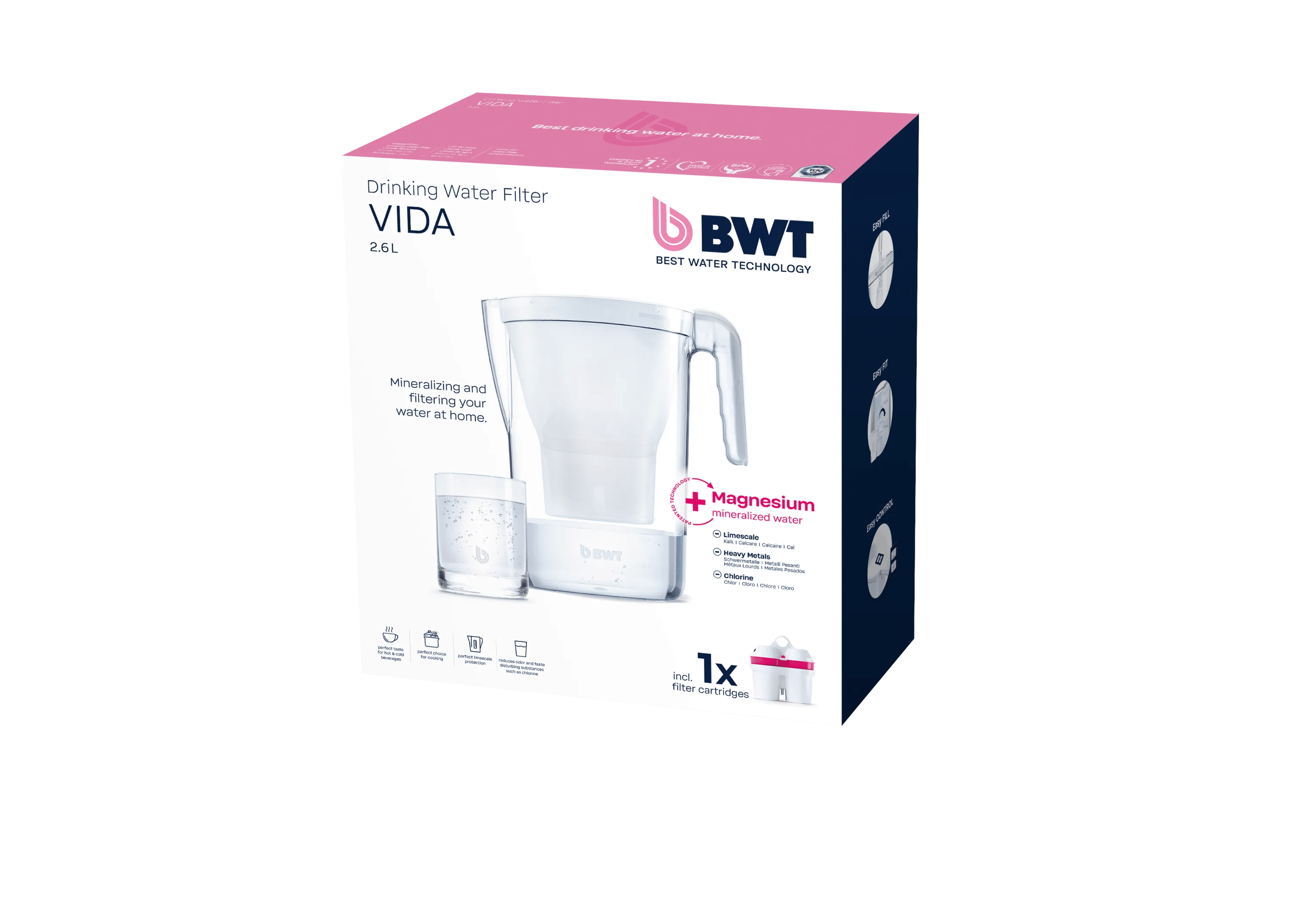 BWT Serveringskander Aqualizer Vida Vida Vandfilterkande i HVID, 2