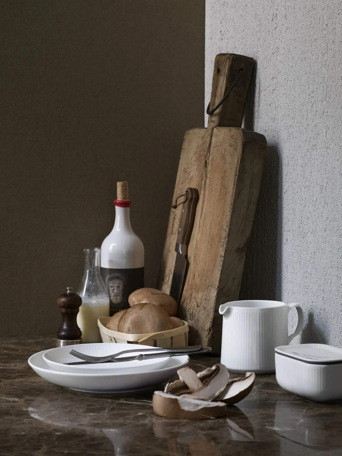 Royal Copenhagen Serveringskander Hvid Riflet Kande i Hvid, 70 cl, 4