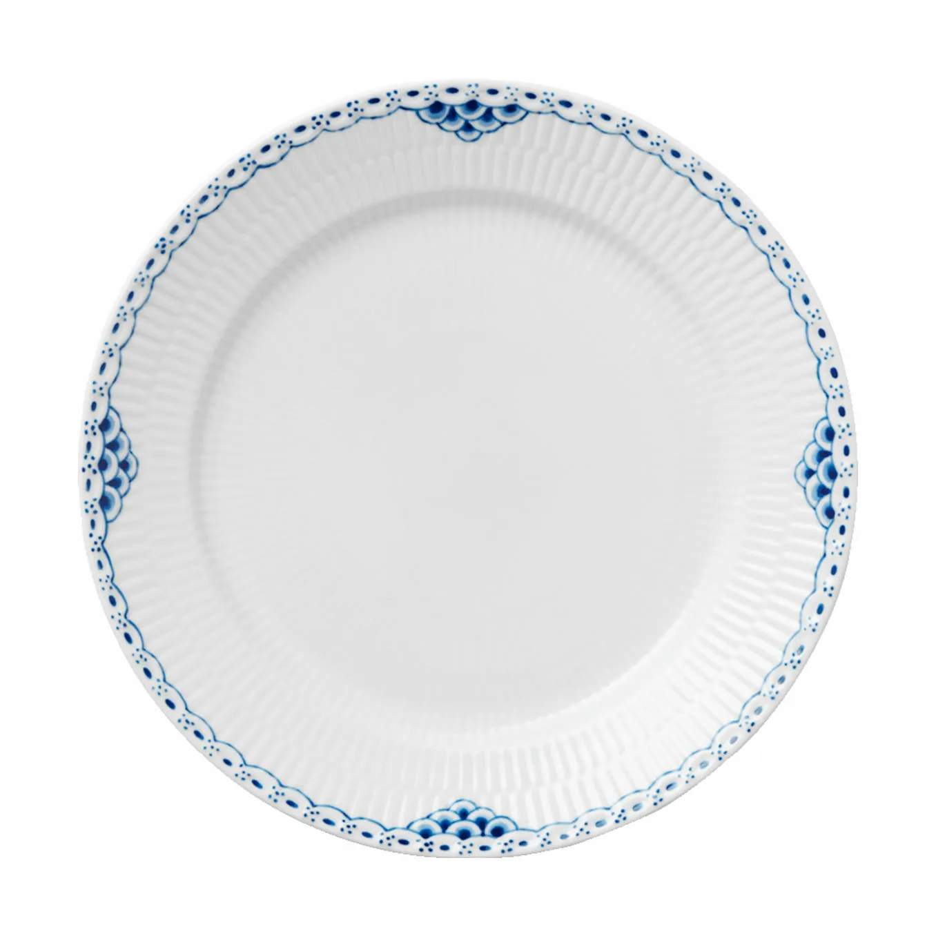 Prinsesse Middagstallerken, koboltblå/hvid, large