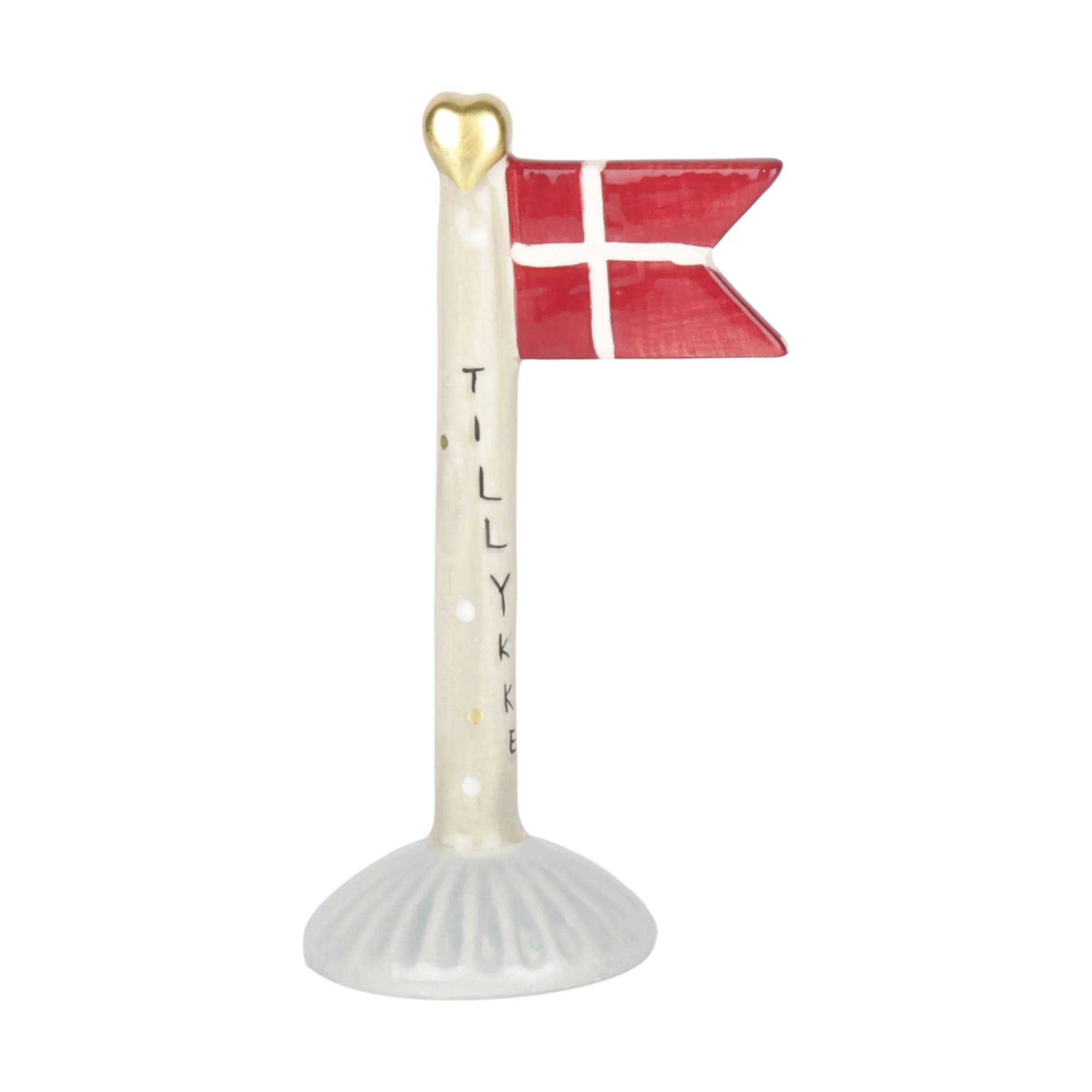 Flag - Tillykke, flag i grå/blå m. tillykke, large