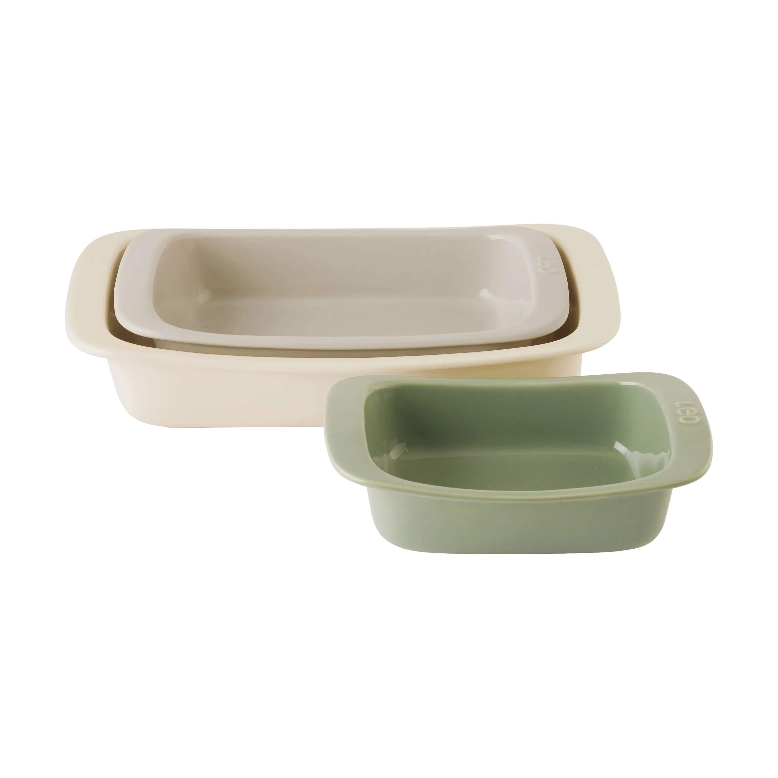 Berghoff Ovnfaste fade Balance Ovnfast Fadsæt - 3 dele i Råhvid, grå og sage, 1