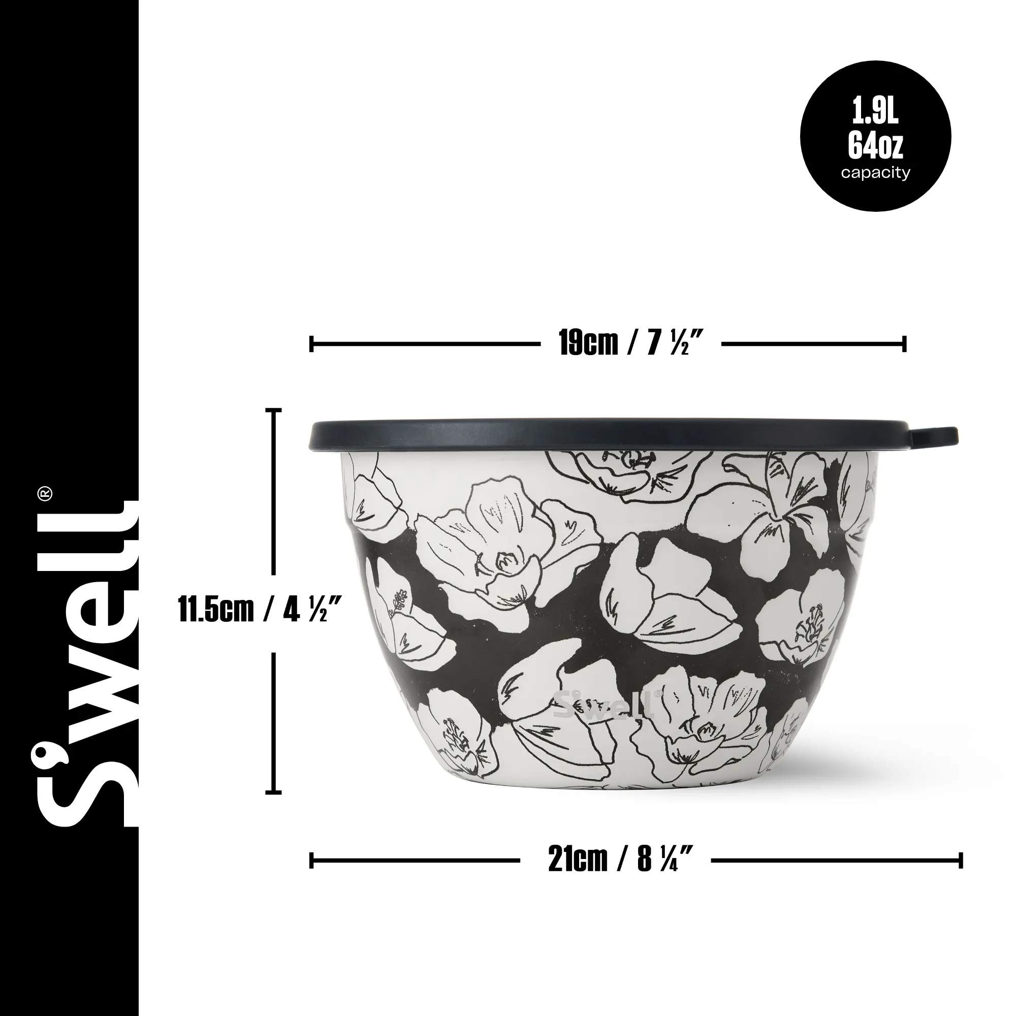 S'well Røreskålsæt Opbevaringssæt - 5 dele i Black / White, 2