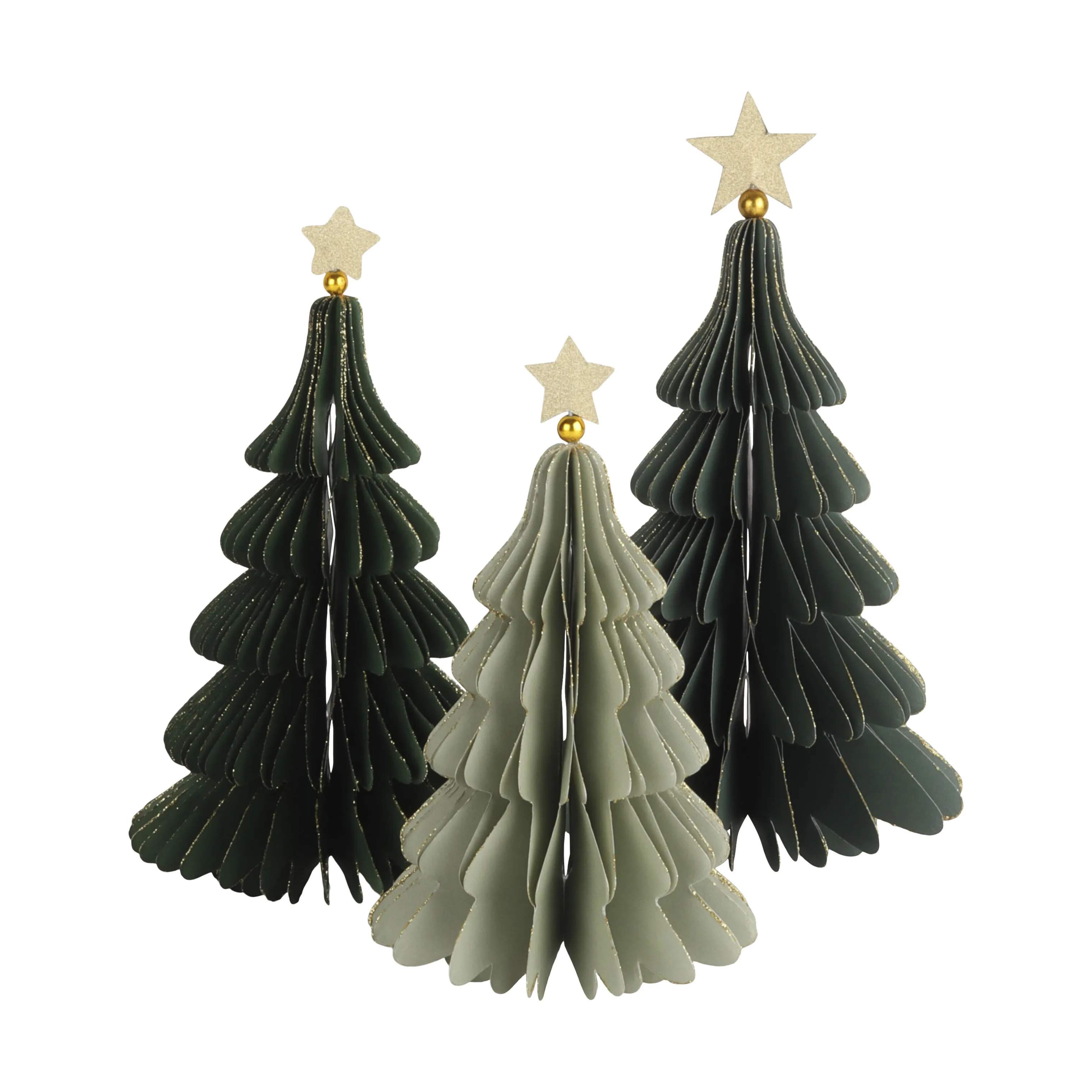 Casa Christmas Julefigurer Papir juletræ i Mørkegrøn, 21 cm, 2