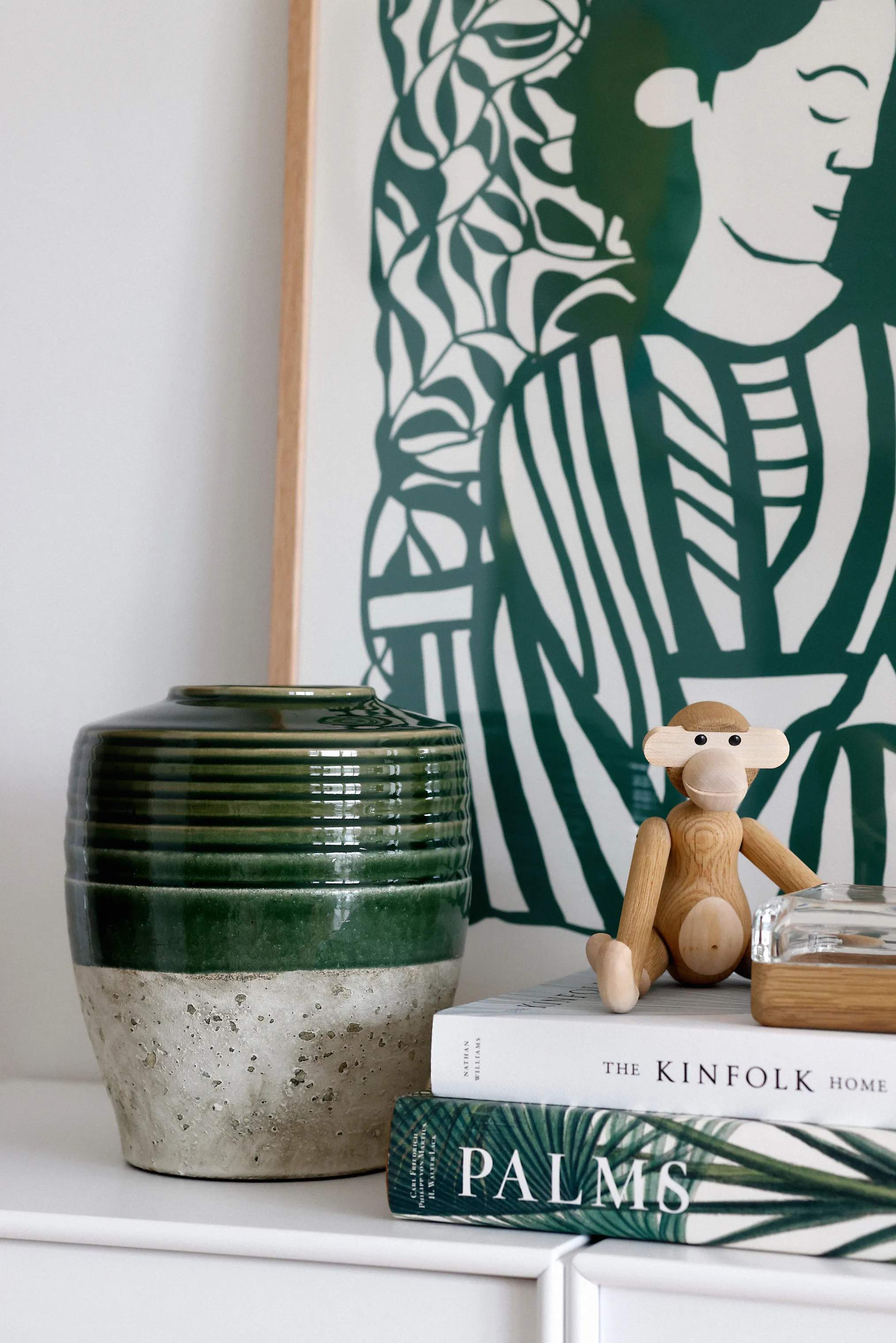 CASA Living Vaser Keramikvase i Grøn/lysere grøn/antik creme, 2