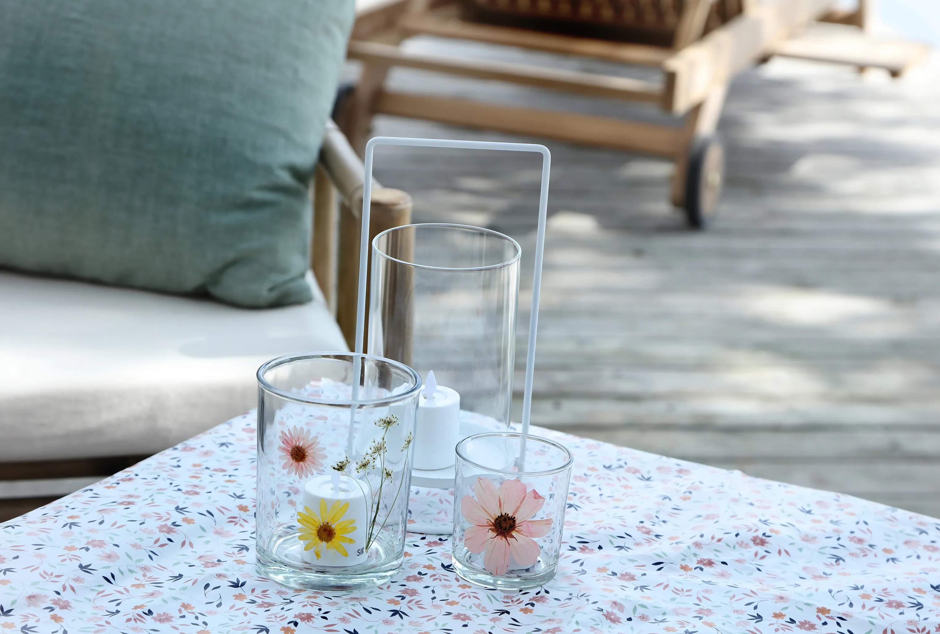 CASA Living Fyrfadsstage Fyrfadsstage m. ægte blomst i Rosa, 8 cm, 2