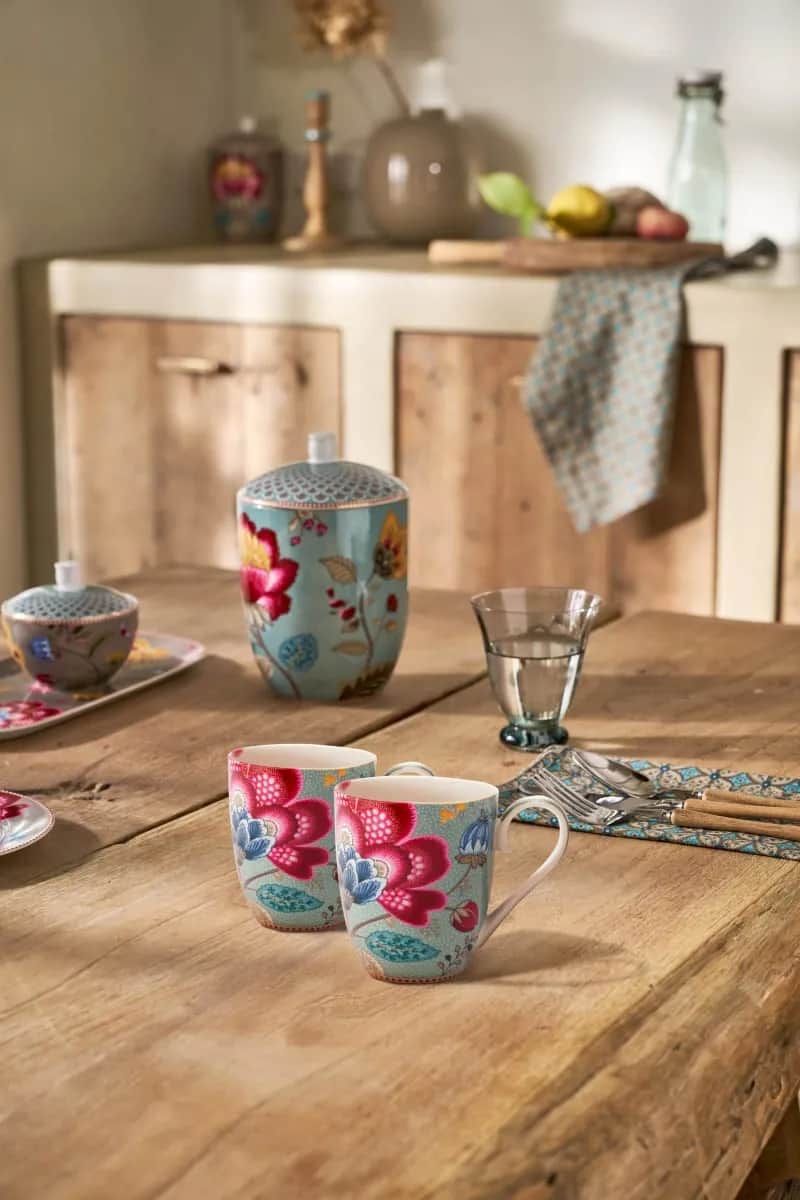 PIP Studio Krus og kopper med hank Blooming Tales Krus - 2 stk. i Blue, 450 ml, 2