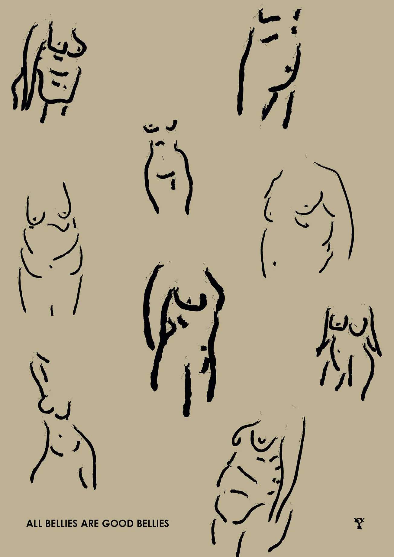 plakat - Bellies, sort;beige, large