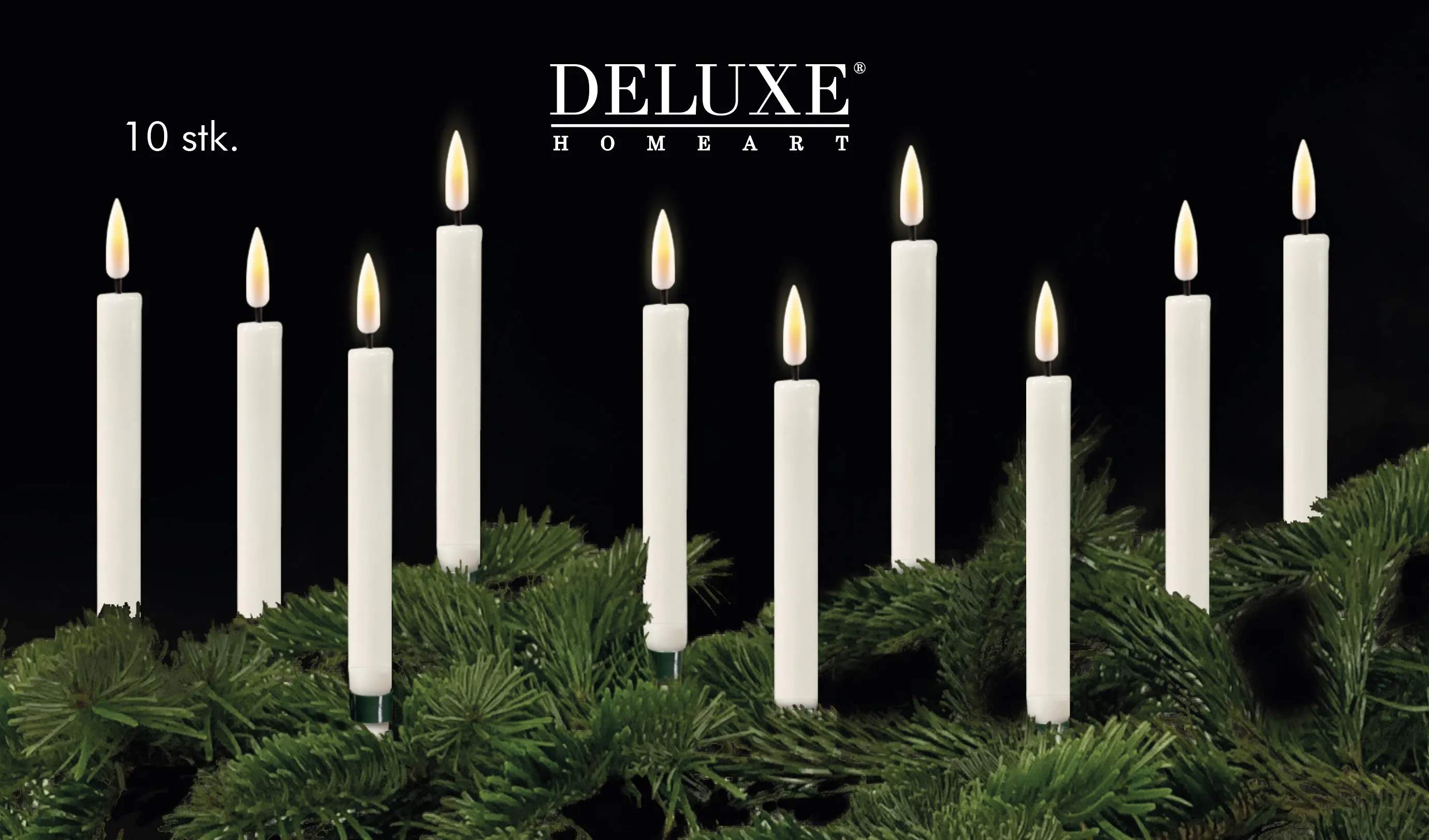 Deluxe Homeart Lysholdere og juletræslys LED Juletræslys - 10 stk. i Hvid, 13 cm, 2