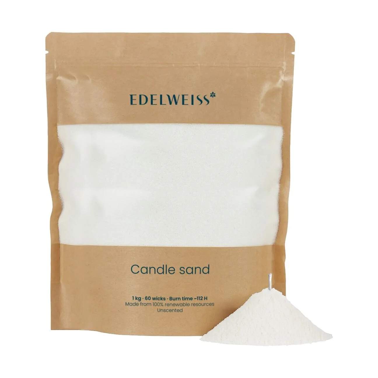 Lene Bjerre Fyrfadslys Edelweiss Stearin Sand i 1 kg, 1