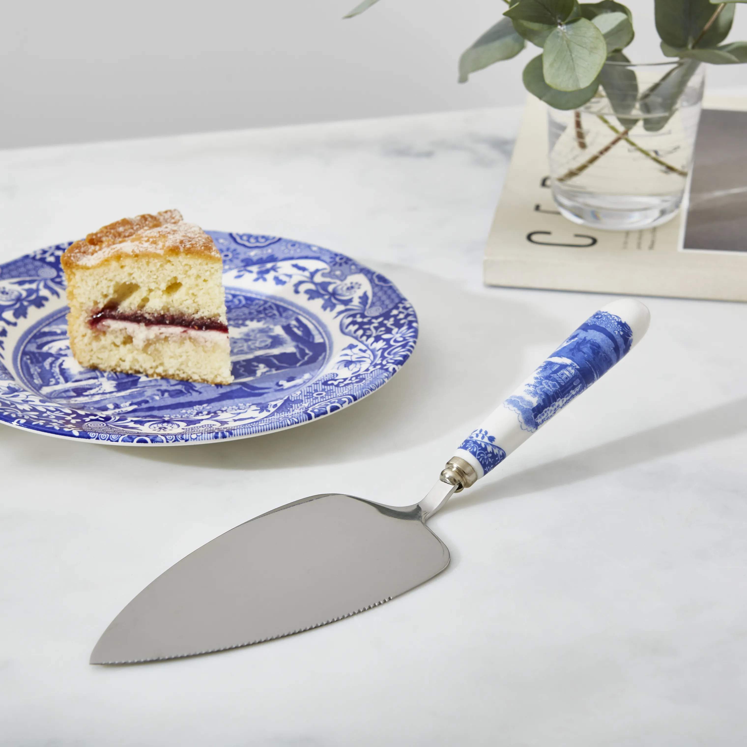 Spode Lagkageknive og -spader Blue Italian Blue Italien Kagespade i Blå/Hvid, 2