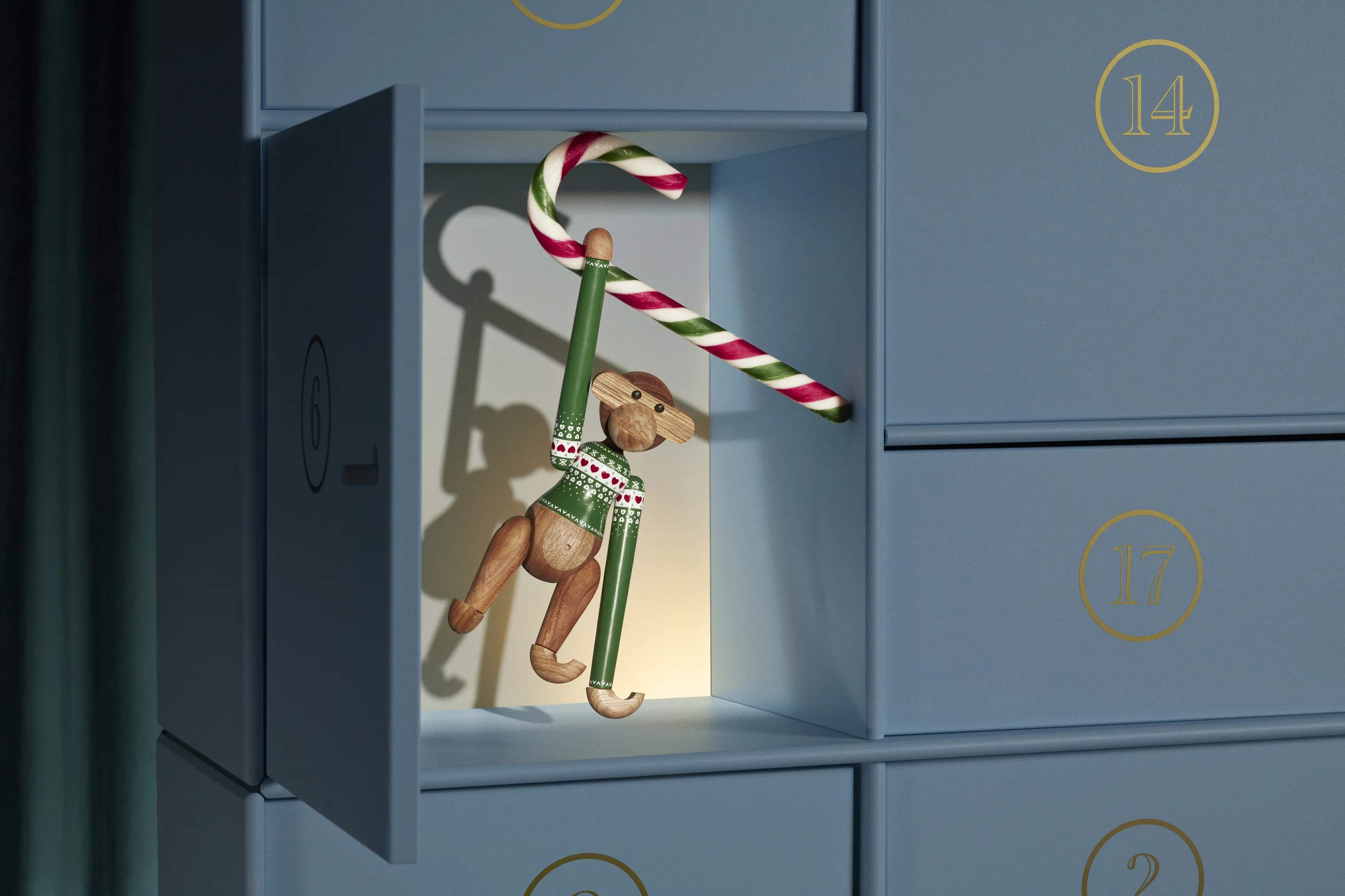 Kay Bojesen Julefigurer Monkey Abe m. julesweater - Lille i Grøn, 19,5 cm, 3
