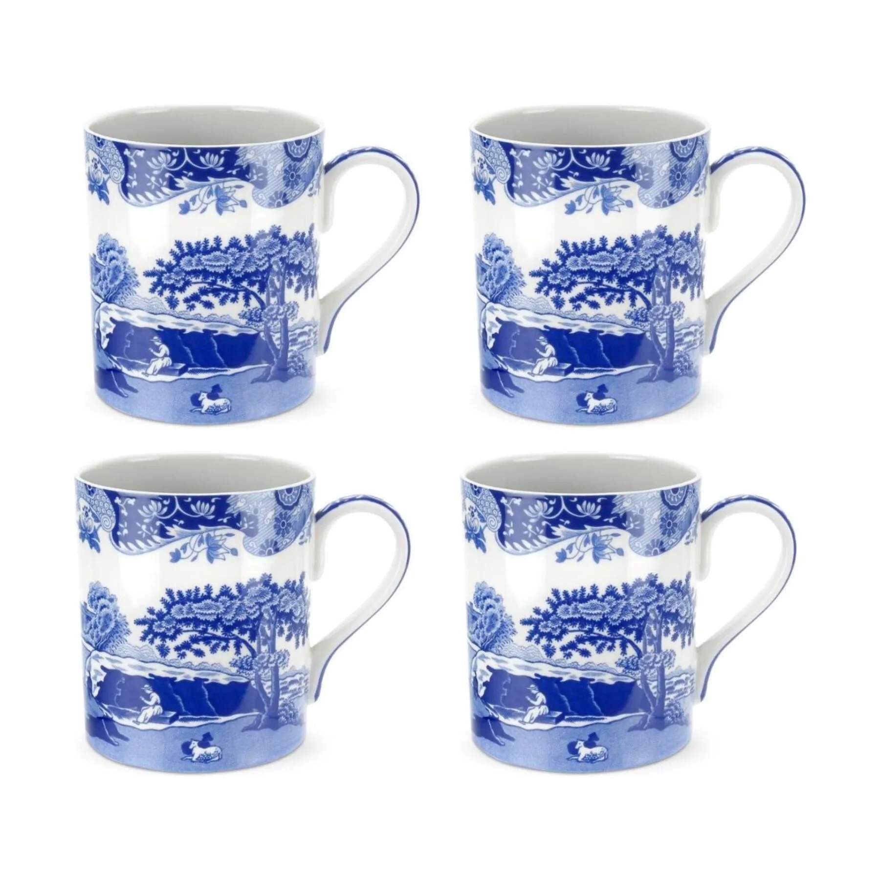 Spode Krus og kopper med hank Blue Italian Blue Italien Krus - 4 stk. i blå/hvid, 1