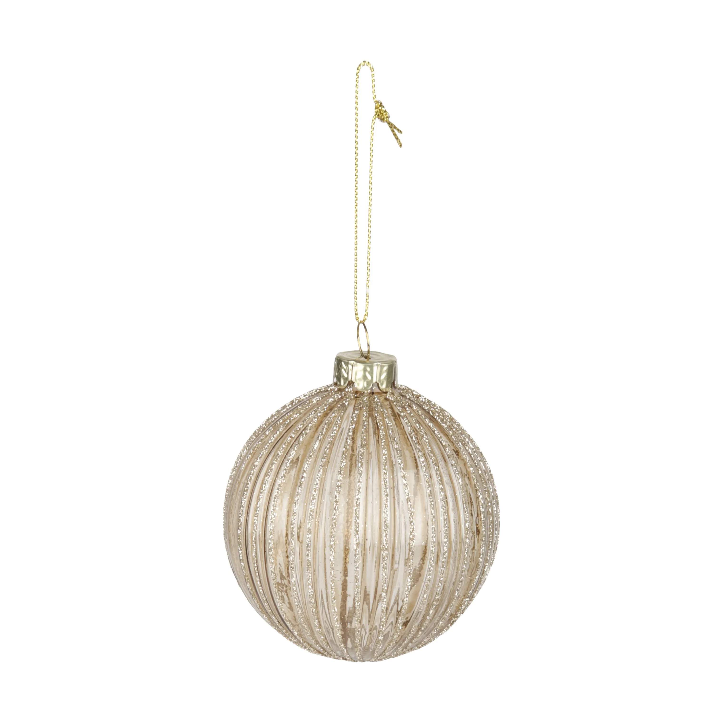 Julekugle, beige/glimmer, large