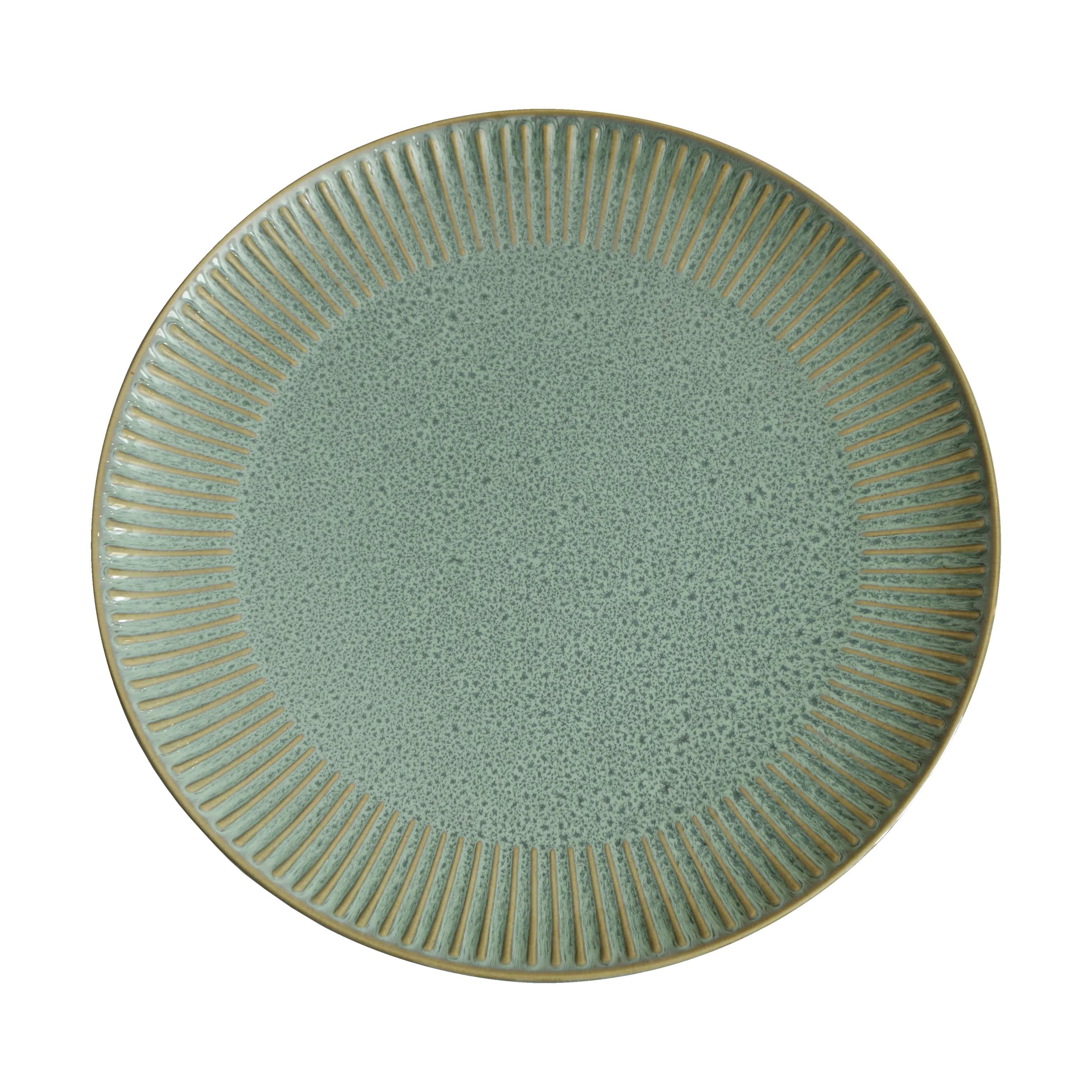 CASA Living Middagstallerkener Sofia Riflet Tallerken i Grøn, 27 cm, 1
