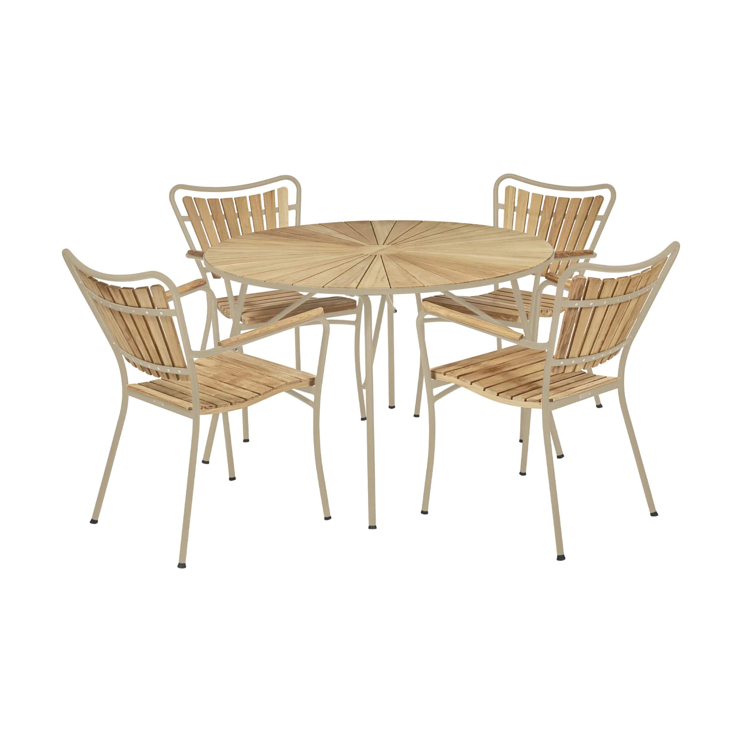 Mandalay Havemøbelsæt Marguerit Havemøbelsæt - 5 dele i taupe, 1 bord (Ø110) med 4 stole, 1