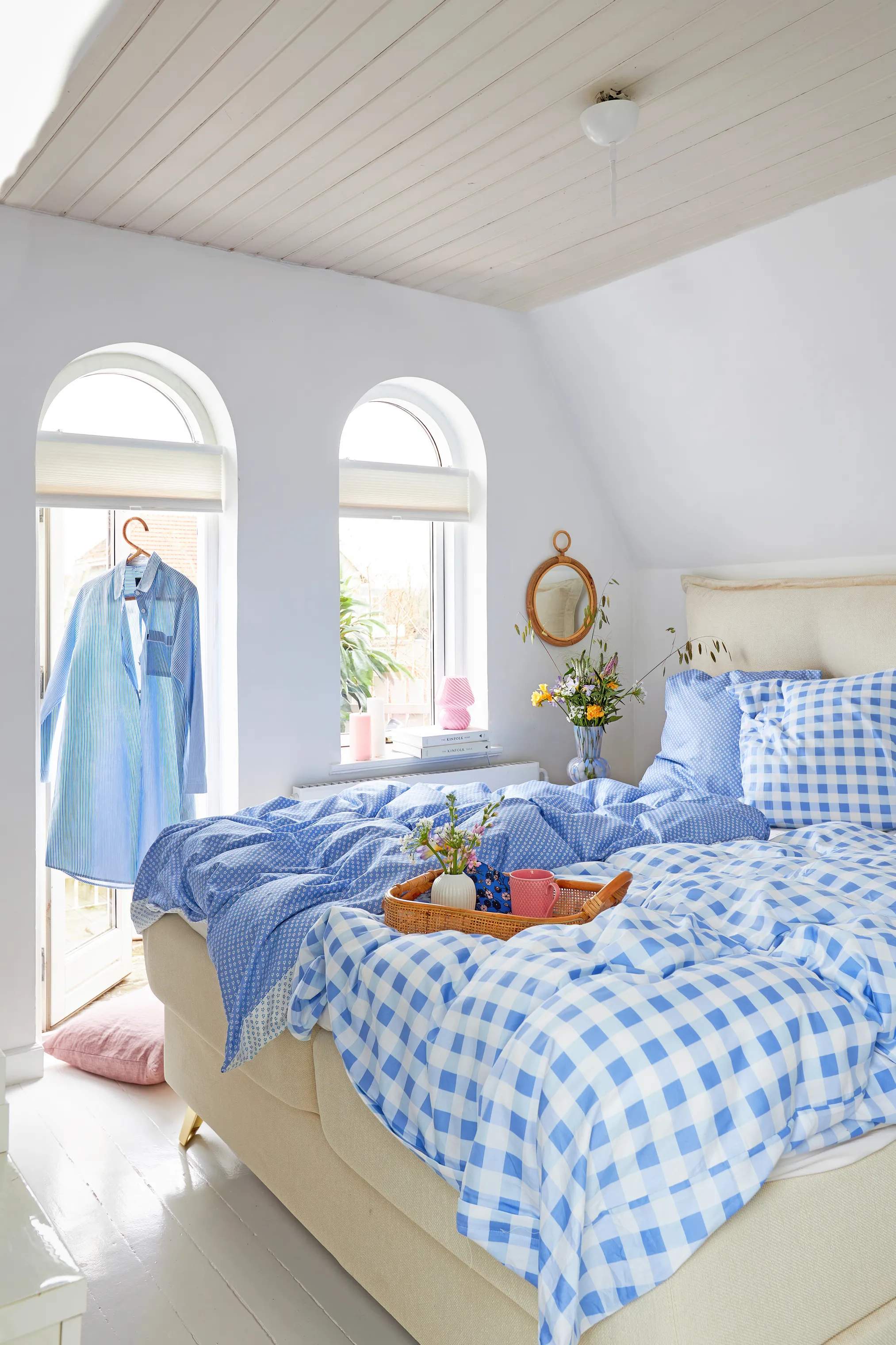 Lexington Pyjamas Icons Pyjamasskjorte Organic Dame i Blue/White, M, 3