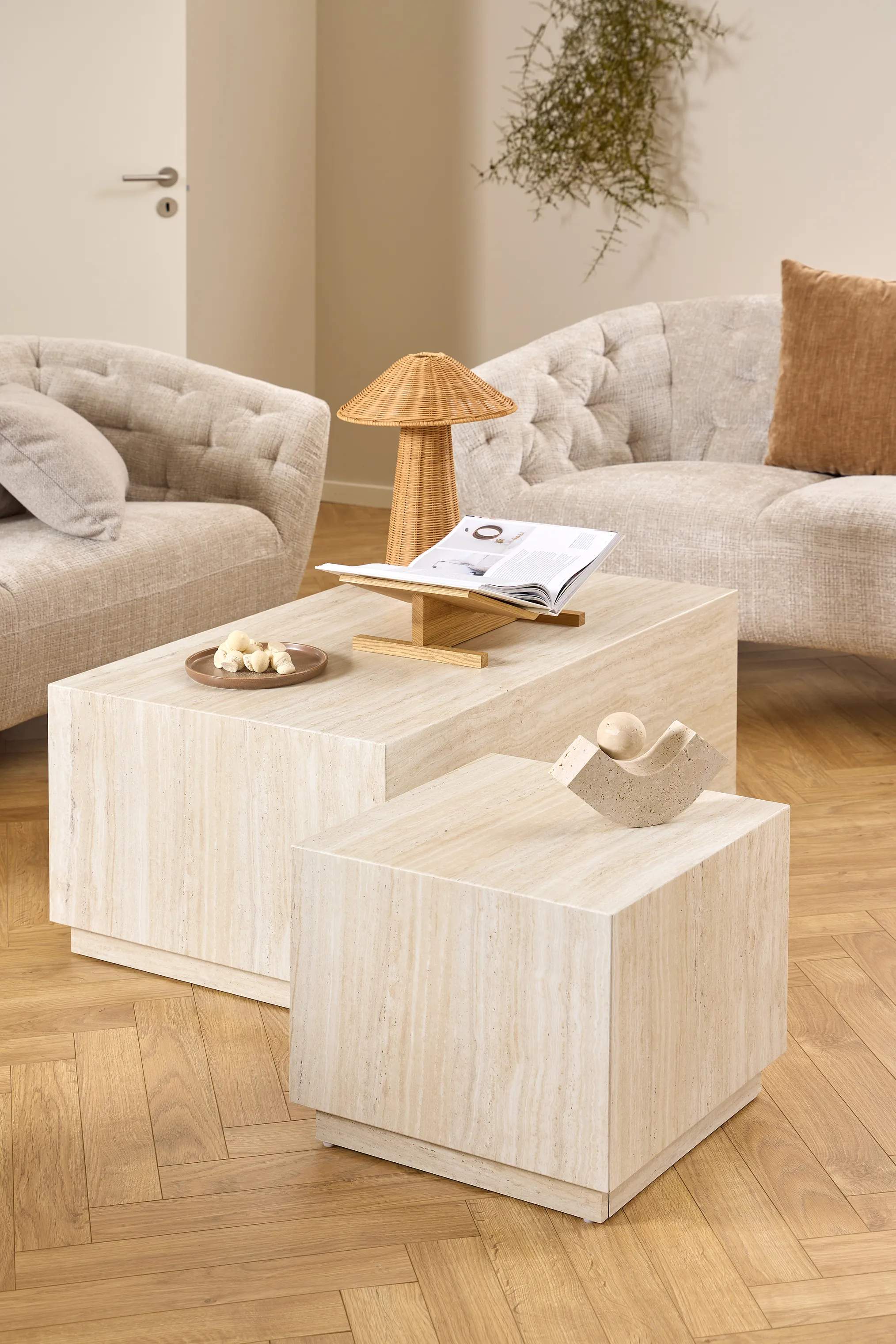 CASA Living Sofaborde Dice Sofabord - 2 stk i Beige, 2