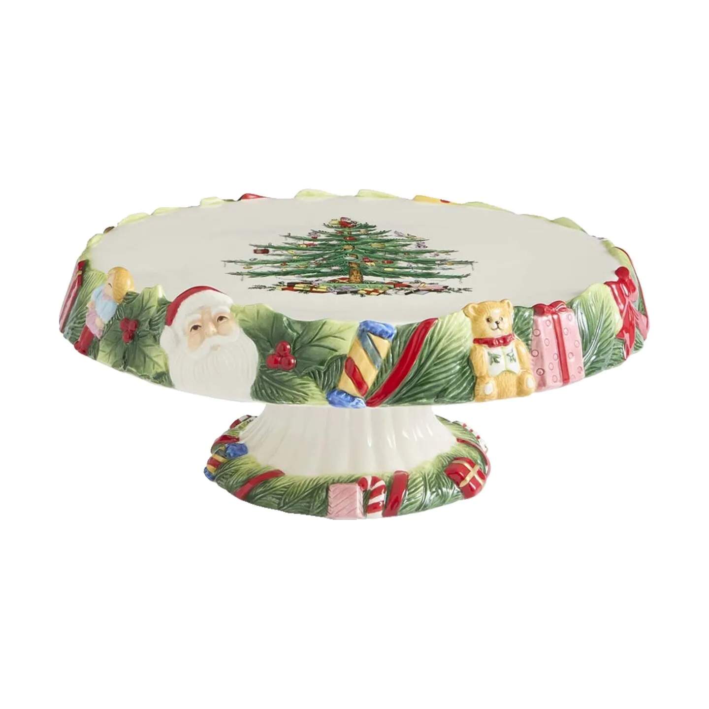 Spode Lagkagefade Christmas Tree Kagefad i Rød/grøn/hvid, 1