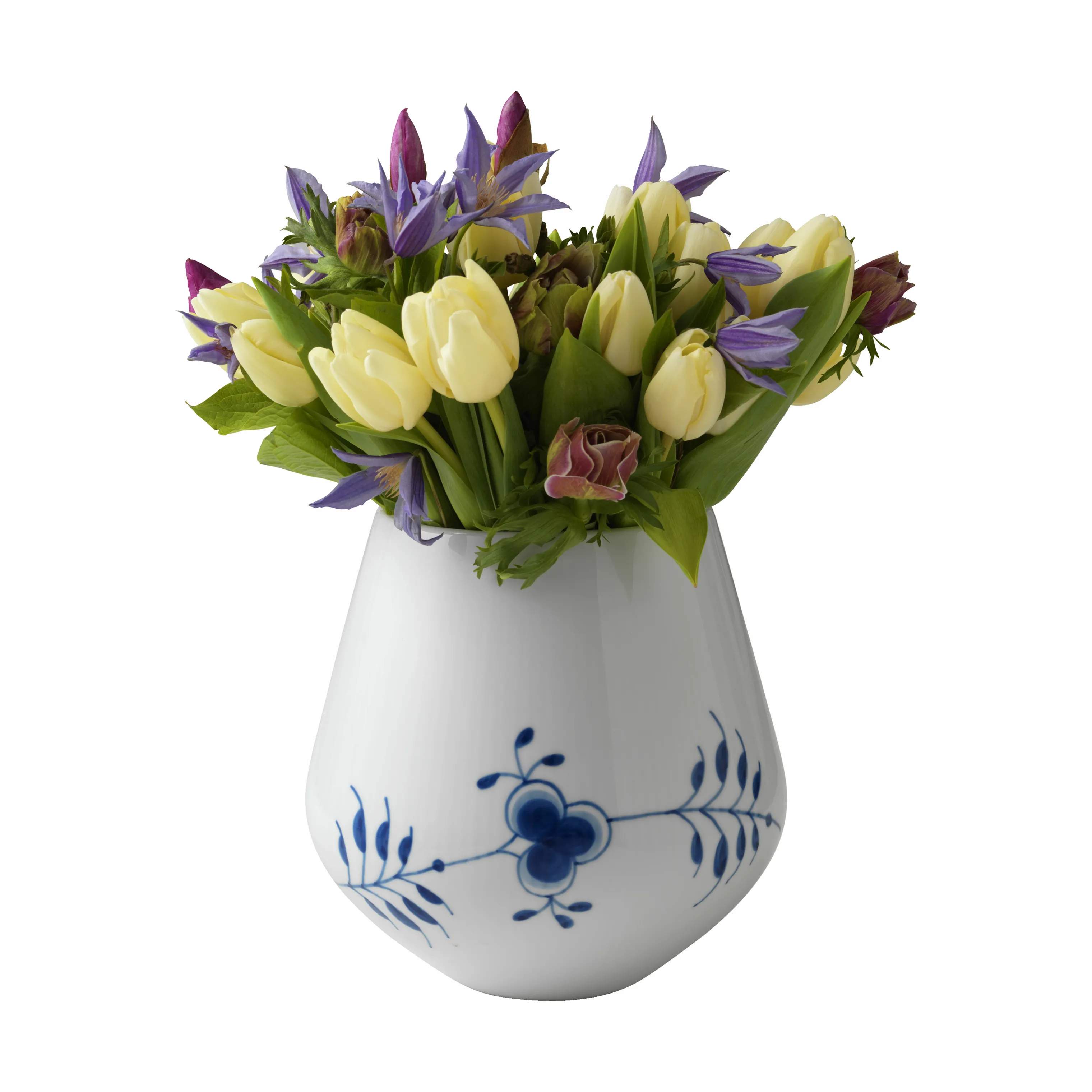 Royal Copenhagen Vaser Blå Mega Riflet Vase i Koboltblå/hvid, 20,5 cm, 4