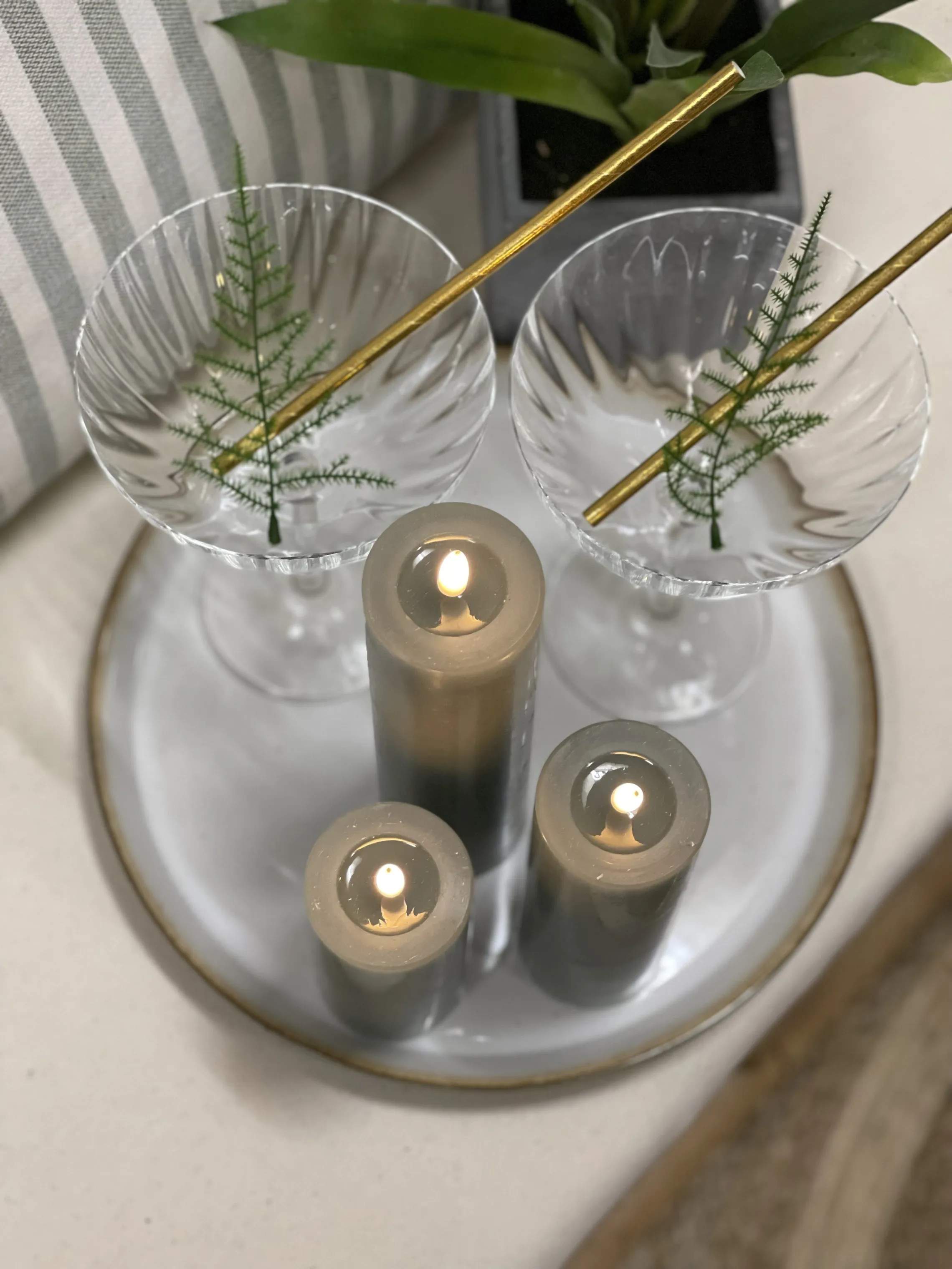 Deluxe Homeart LED-lys Real Flame LED Bloklys i Sand , 10 cm, 2