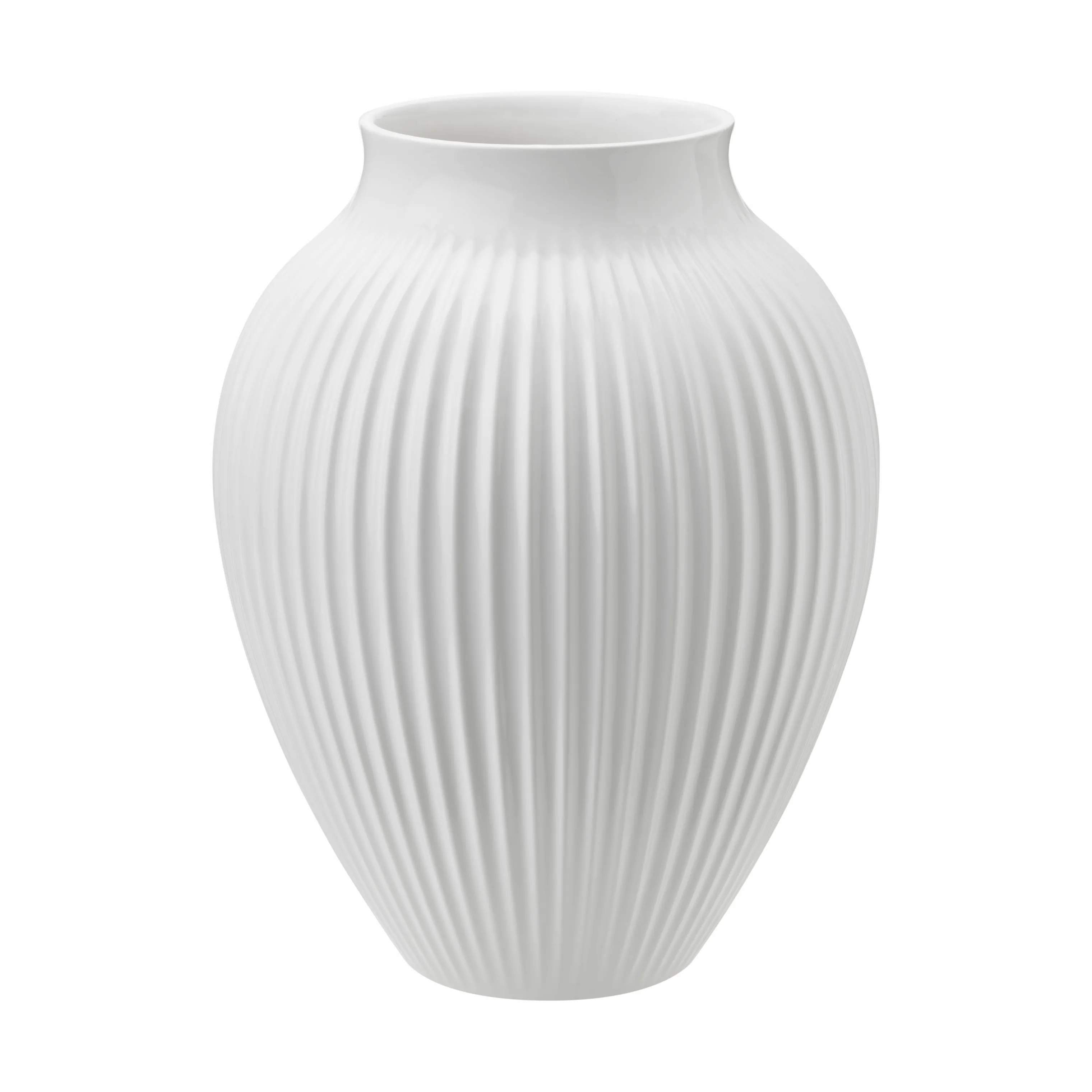 Riller Vase, hvid riller, large