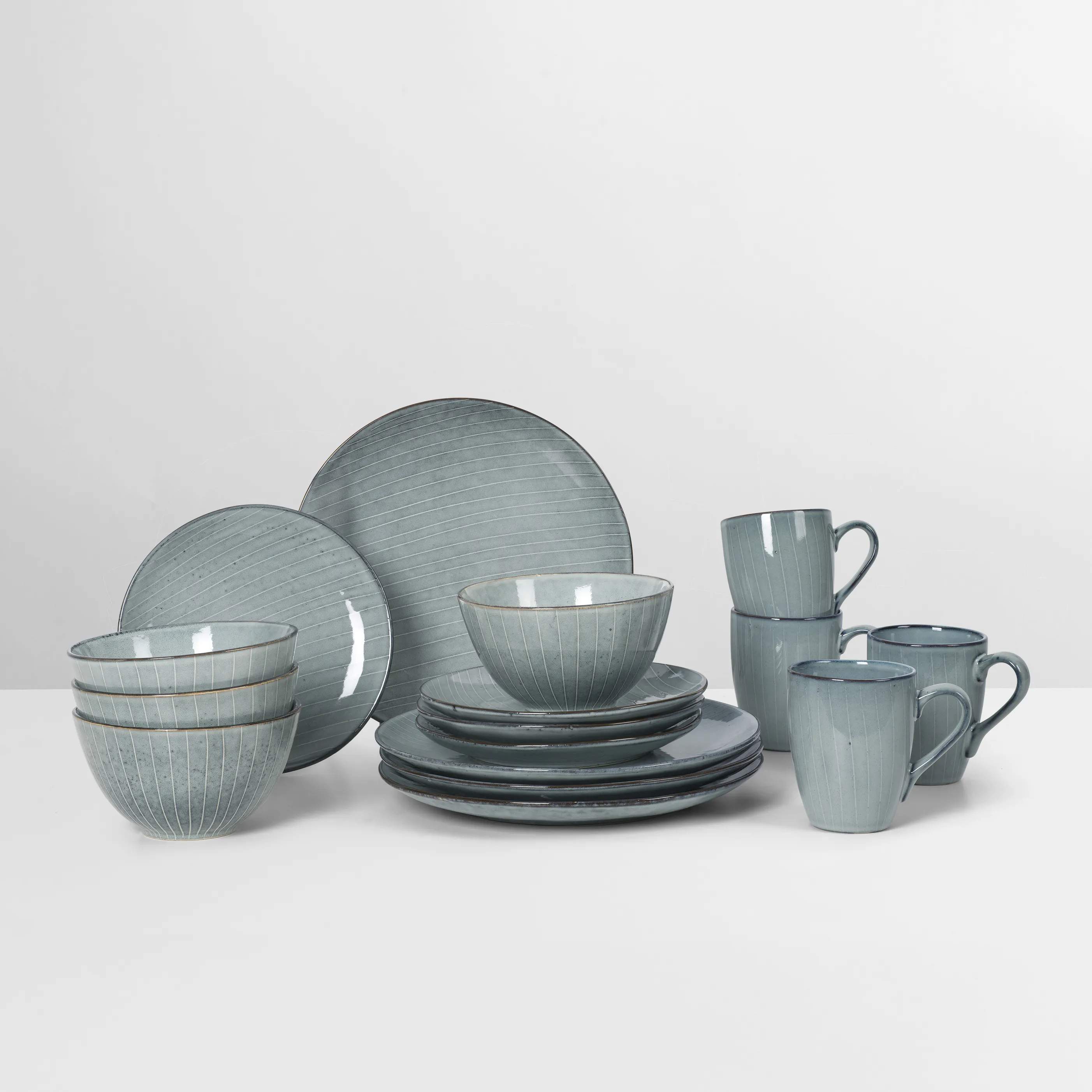 Broste Copenhagen Middagstallerkener Nordic Sea Middagssæt - 16 dele i Soft Blue, 1