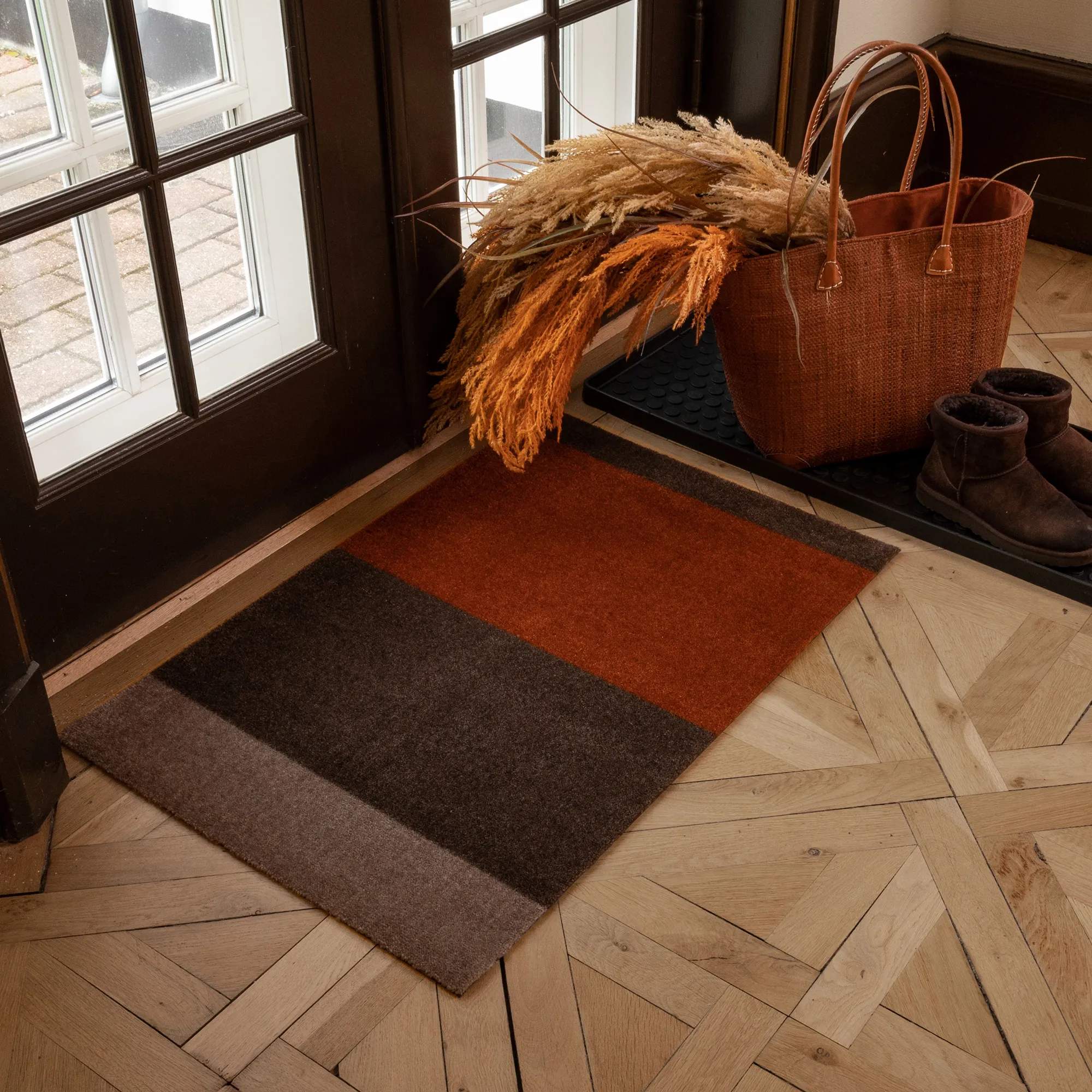 Tica Copenhagen Dørmåtter Stripes Horisontal Gulvmåtte i Sand/brun/terracotta, B60 x L90 cm, 2