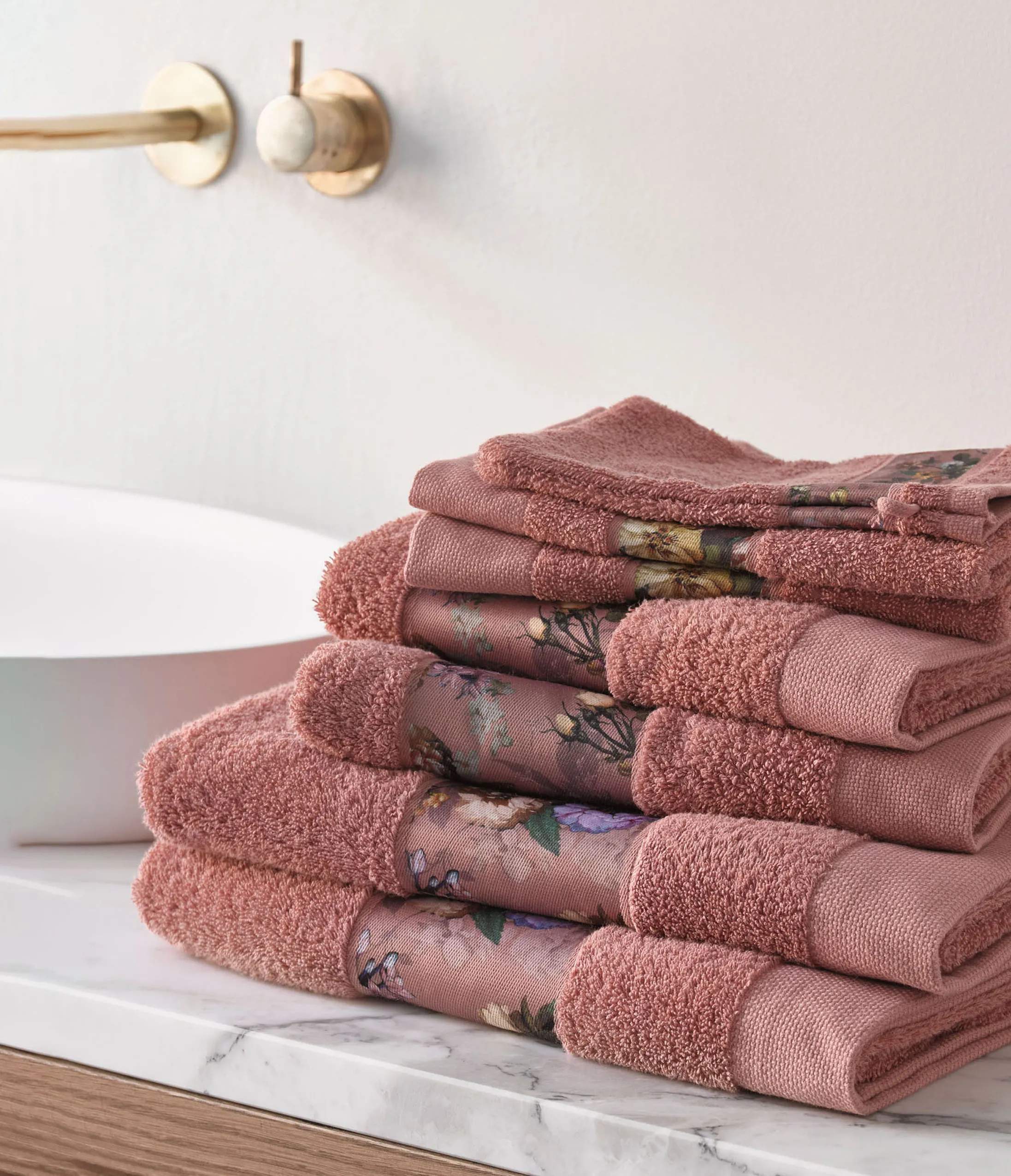 Essenza Håndklæder Fleur Håndklæde i Dusty rose, B70 x L140 cm, 2
