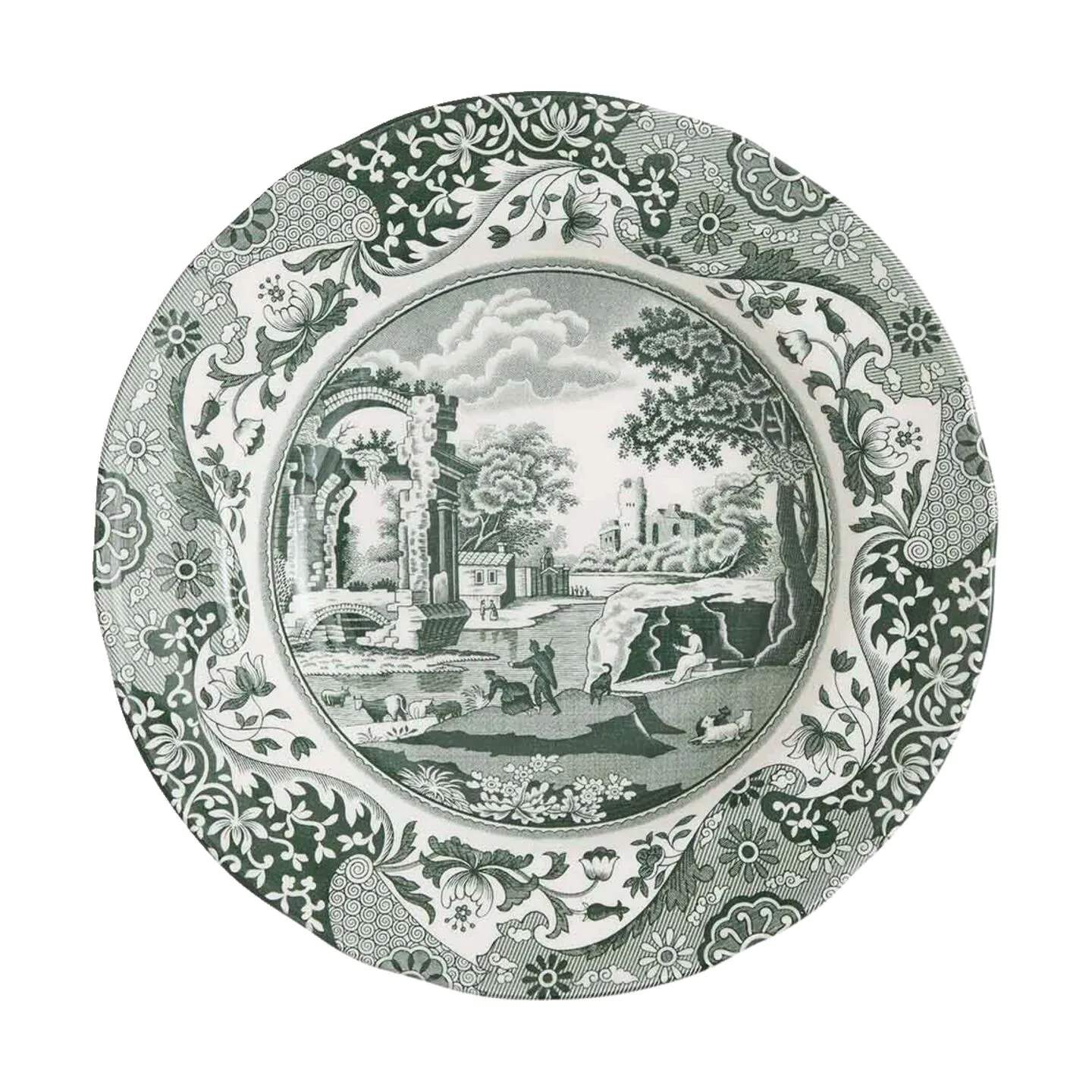 Spode Suppeskåle Heritage Green Italian Suppertallerken i Grøn/hvid, 1