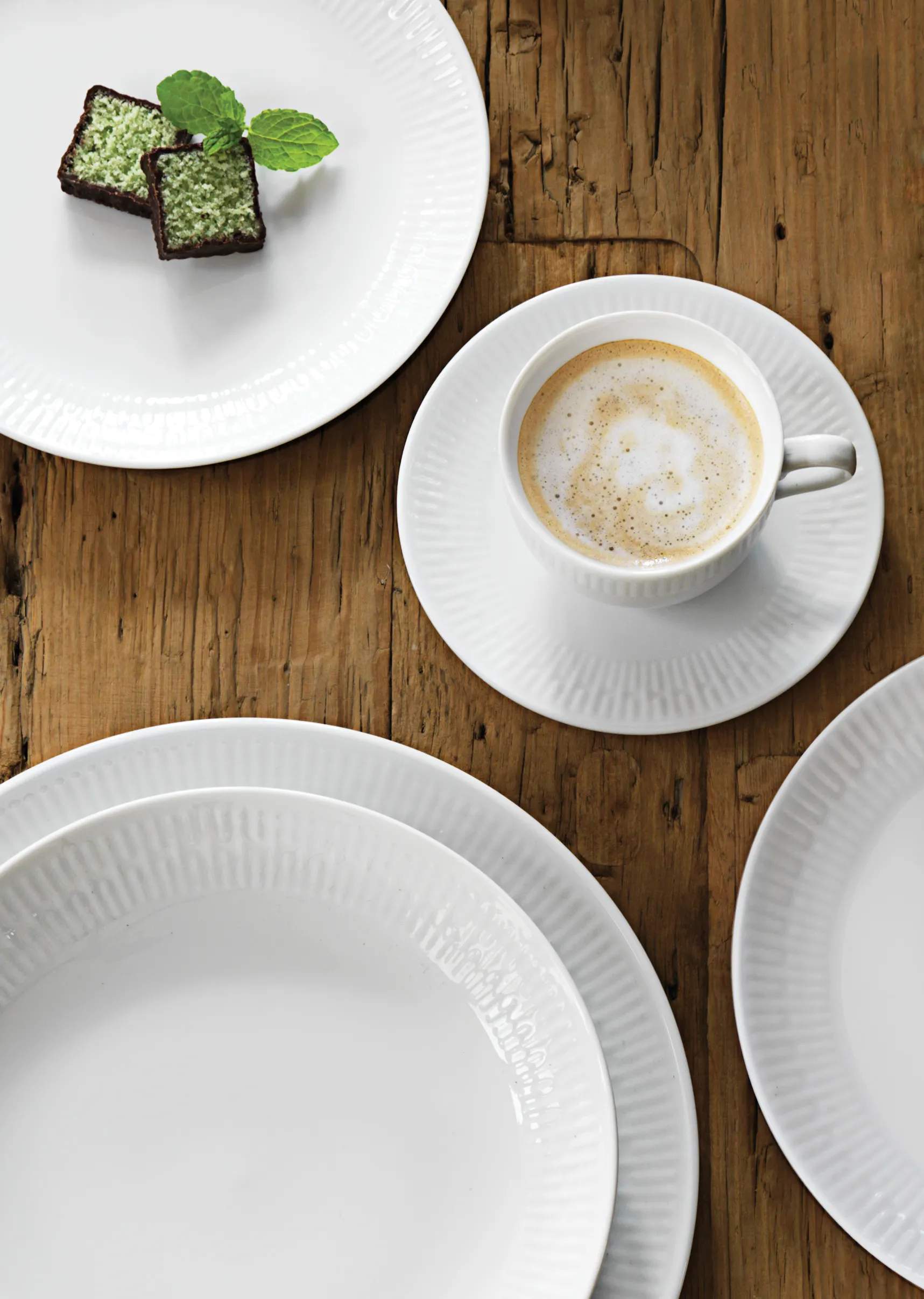 Aida Kagetallerkener Relief Desserttallerken - 4 stk. i Hvid, 3