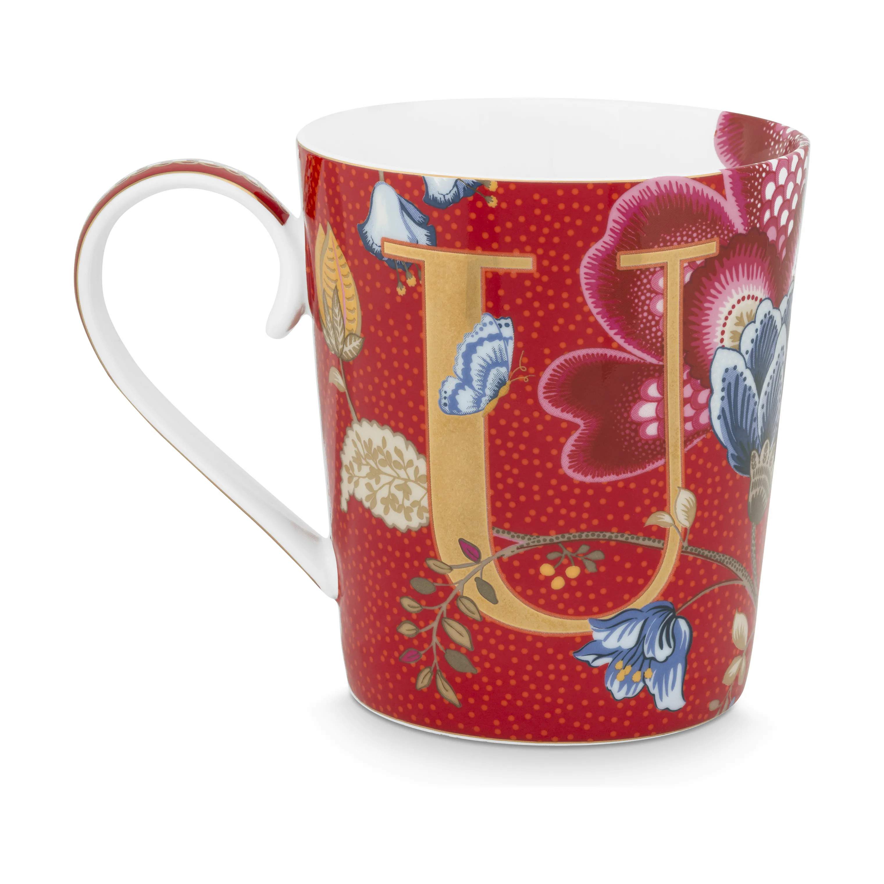 Floral Fantasy Alfabet Krus - U, porcelæn, large