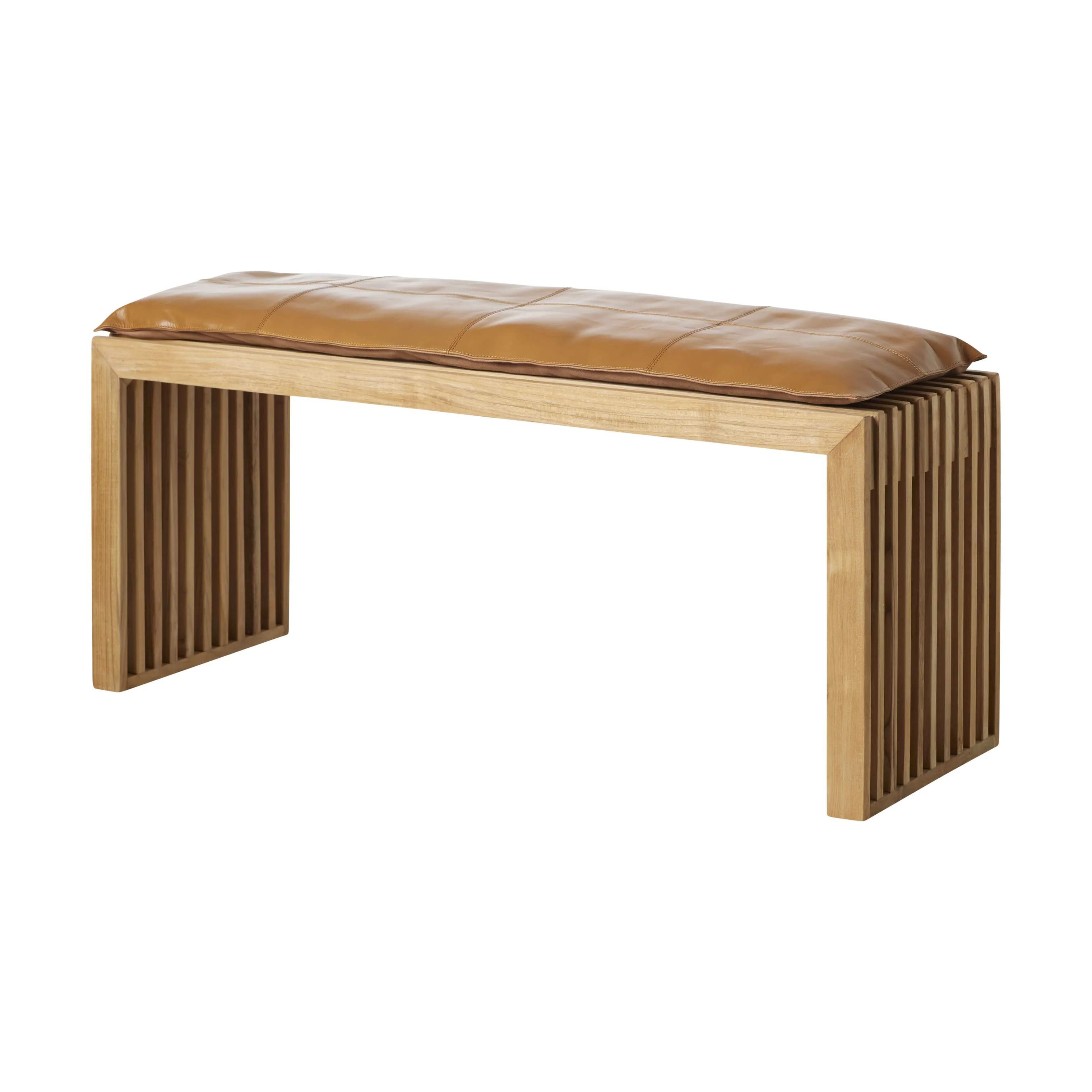 Rib Bænk inkl. brun hynde, teak/brun, large