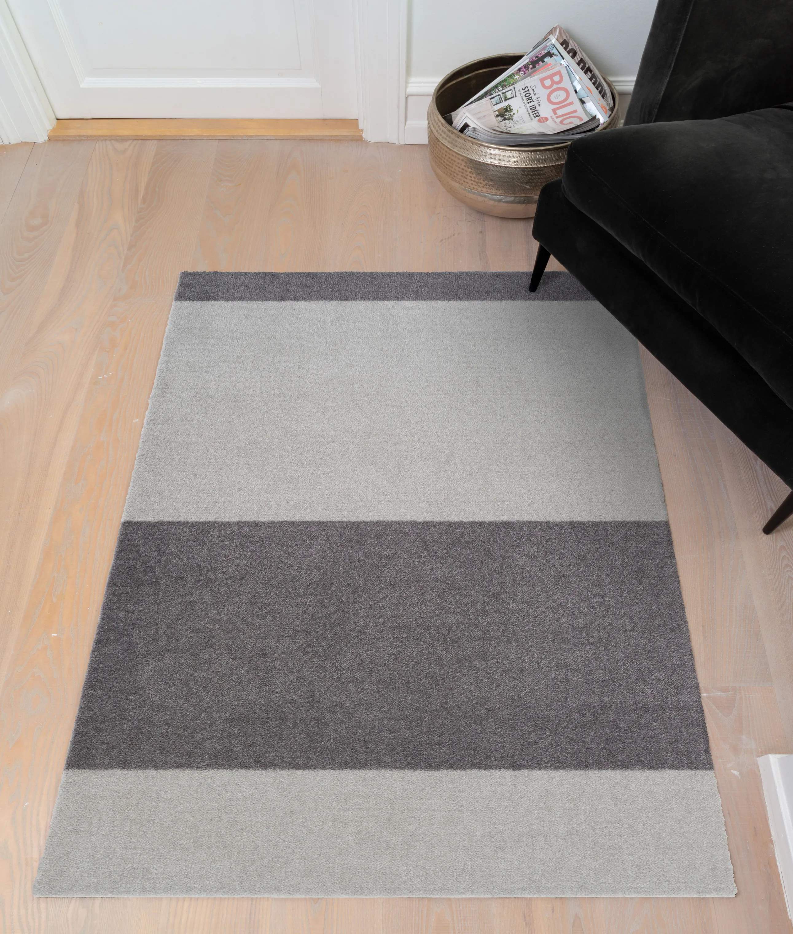 Tica Copenhagen Gulvtæpper Stripes Horisontal Gulvtæppe i Grå/lysegrå, B90 x L130 cm, 3