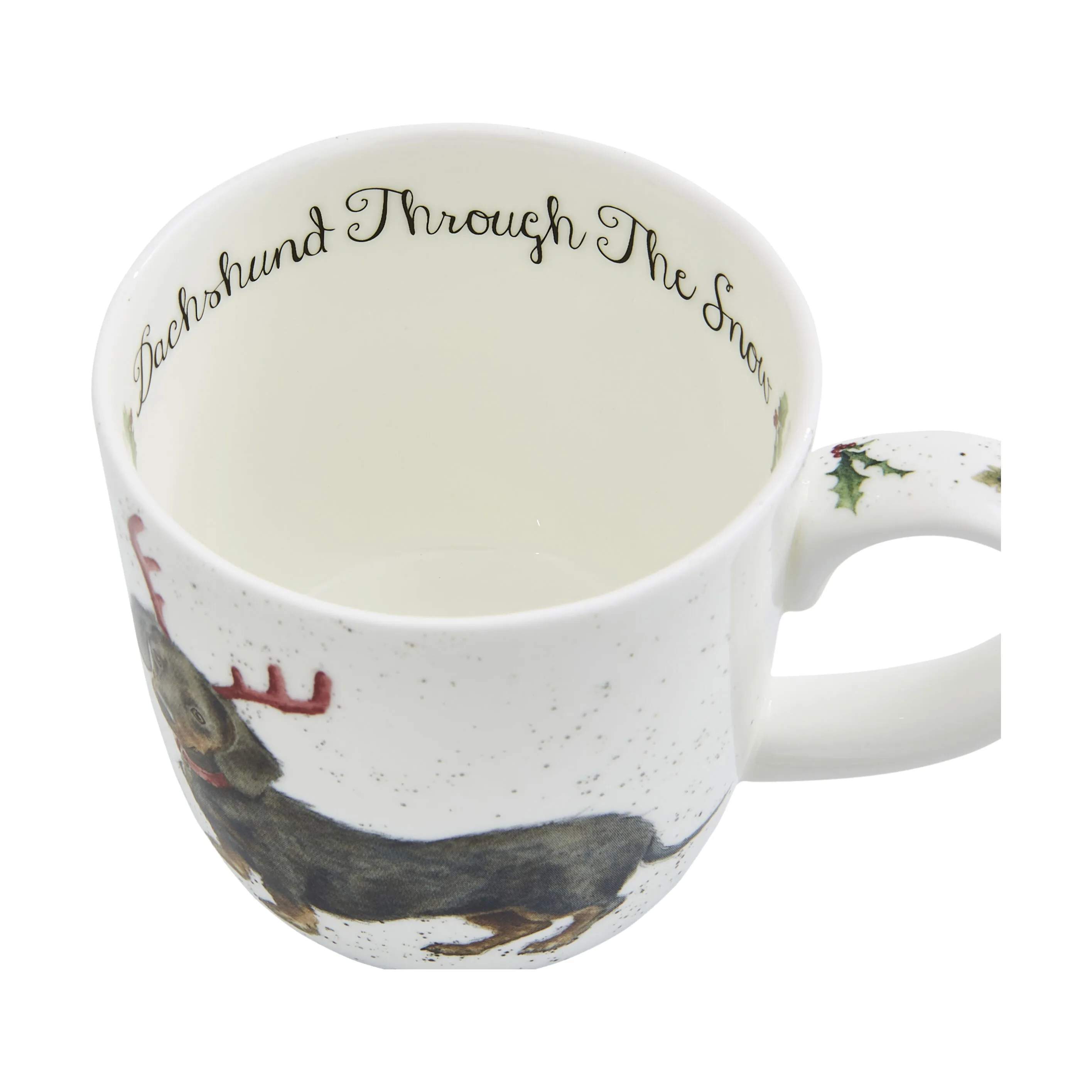 Royal Worcester Krus og kopper med hank Wrendale Krus - Dachshund Snow i Gravhund i sne, 4