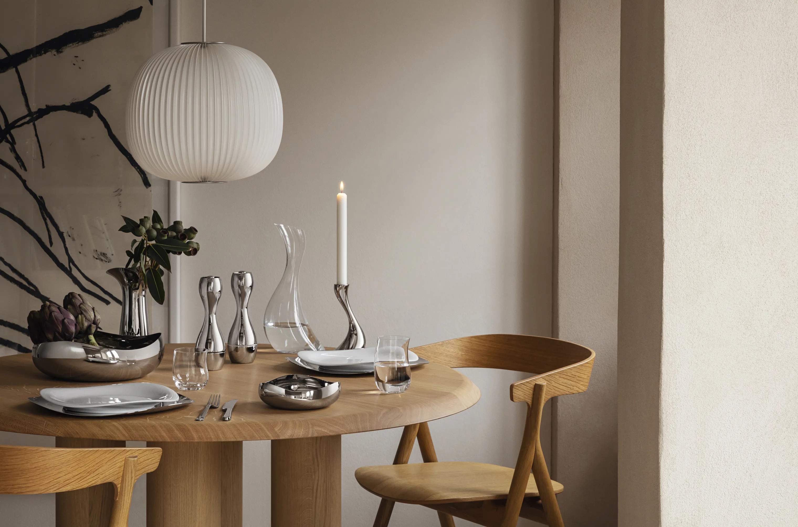 Georg Jensen Strøsæt Cobra Salt- & peberkværnsæt i Stål, 20,1 cm, 2