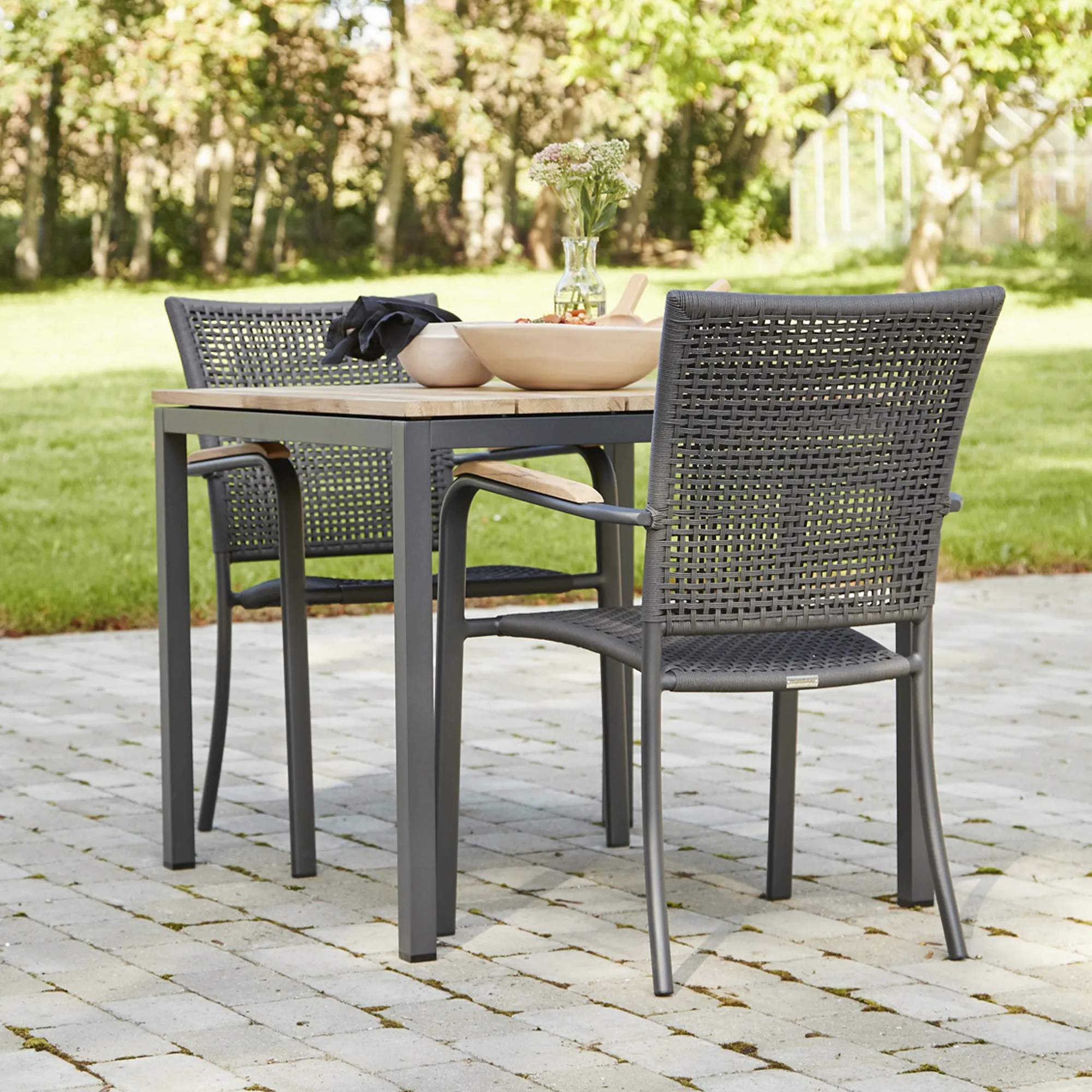 Mandalay Havemøbelsæt Toscana & Ravello Havemøbelsæt - 3 dele i Antracit, Bord (L 82 cm) med 2 stole, 2
