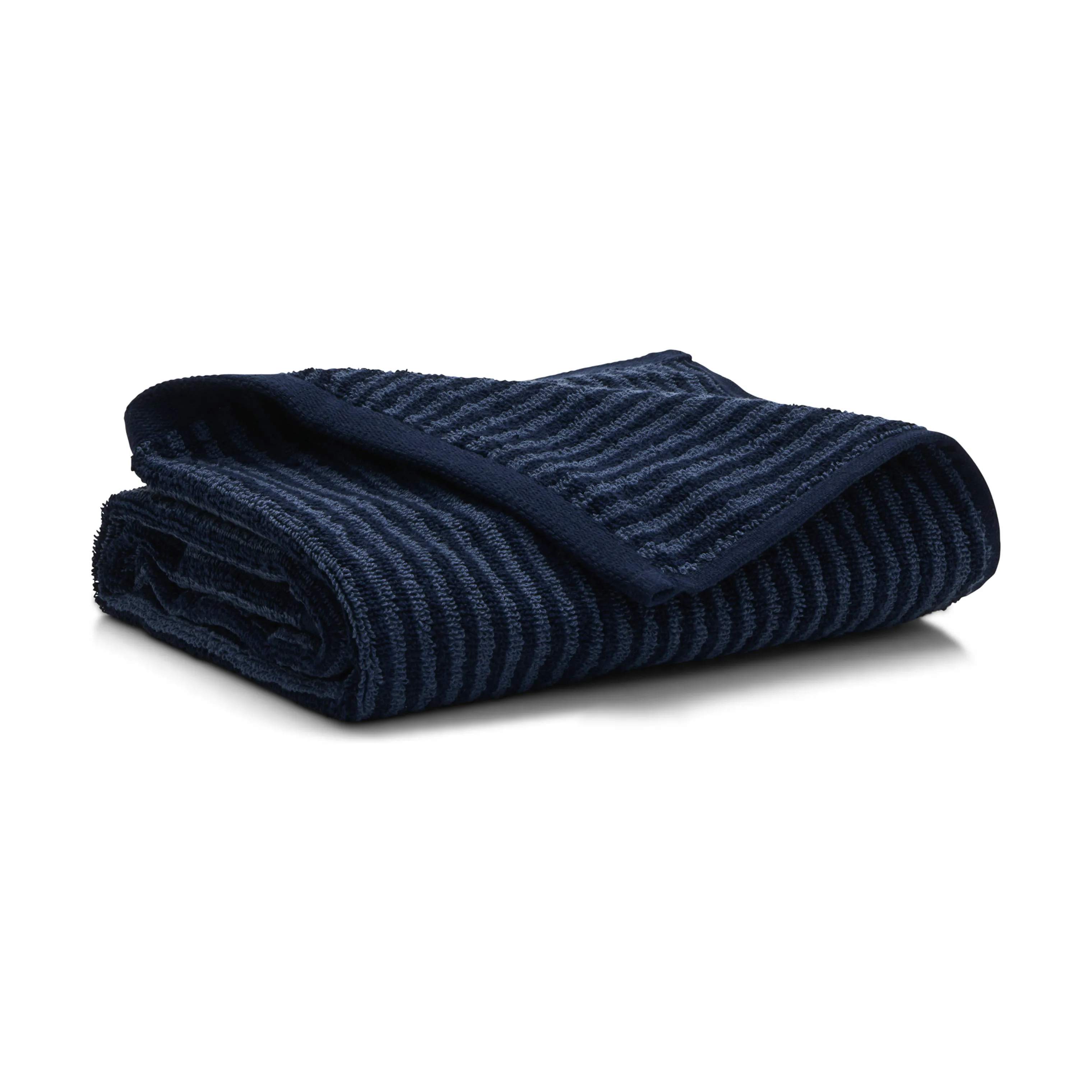 Basic Håndklæde, stribet blå, large