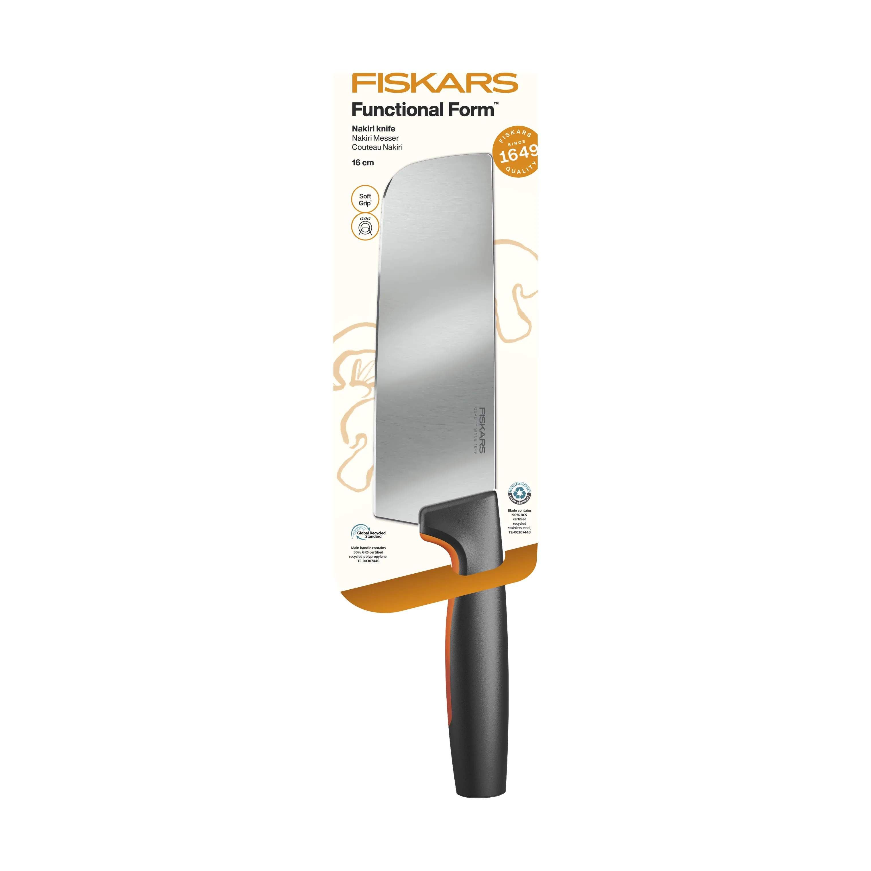 Fiskars Grøntsagsknive Functional Form Nakiri Kniv i Sort/Orange, 4
