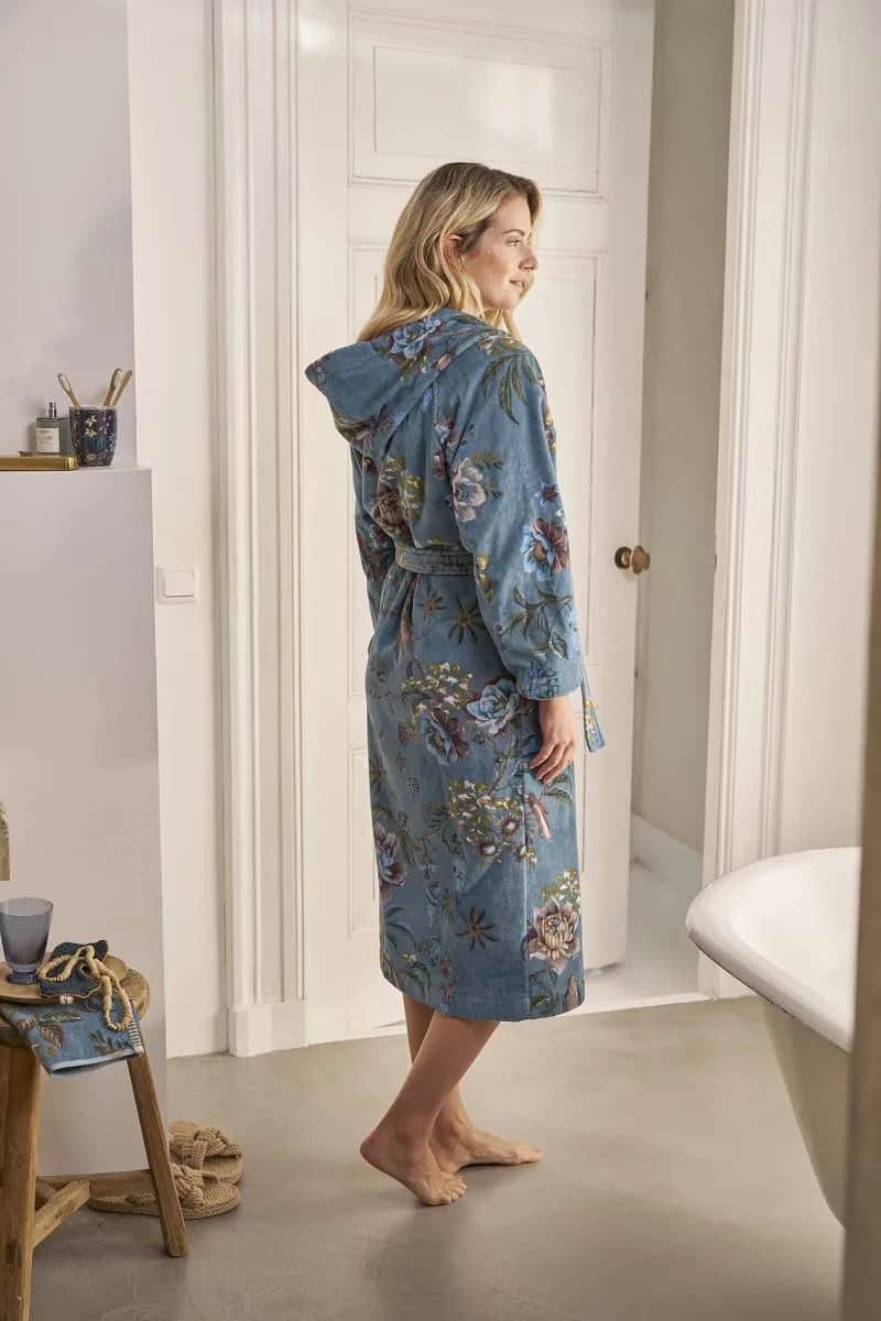 PIP Studio Morgenkåber Soft Zellige Secret Garden Badekåbe i Blue , XXL, 2