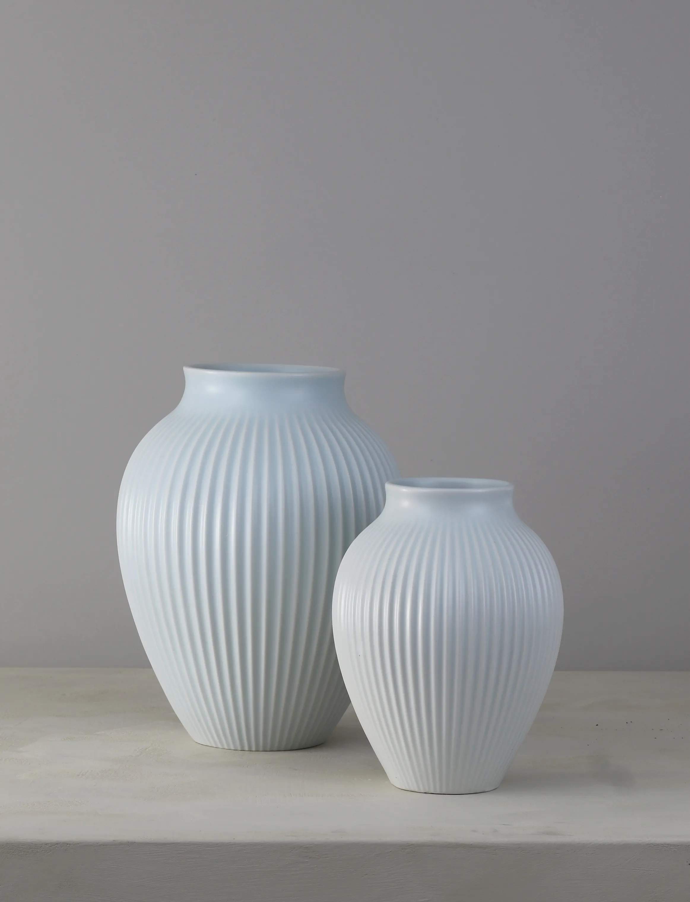 Knabstrup Keramik Vaser Ripple Vase i ice blue, 20 cm, 3