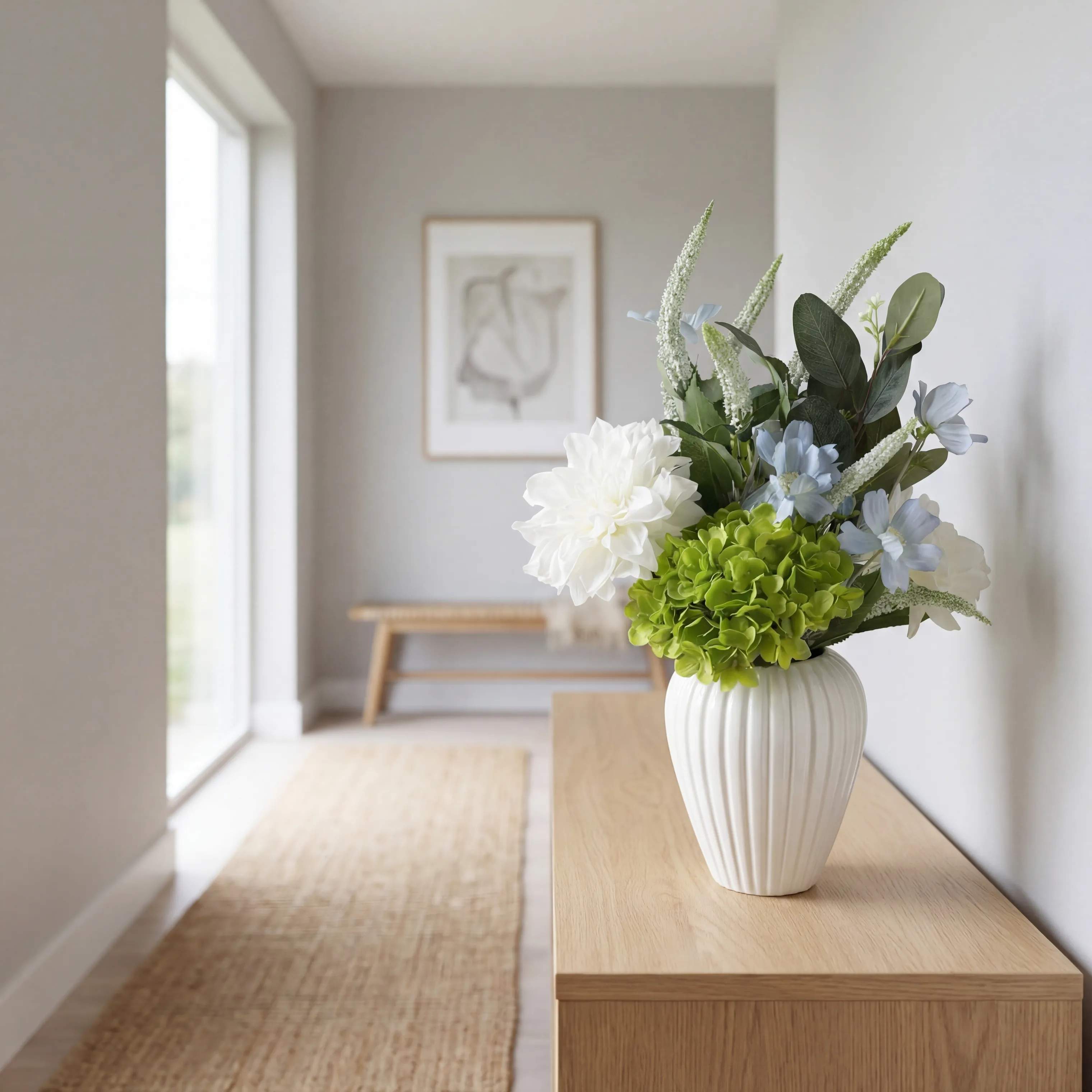 everbloom Kunstige blomster Kunstig Blomsterbuket i Grøn/Blå, 5