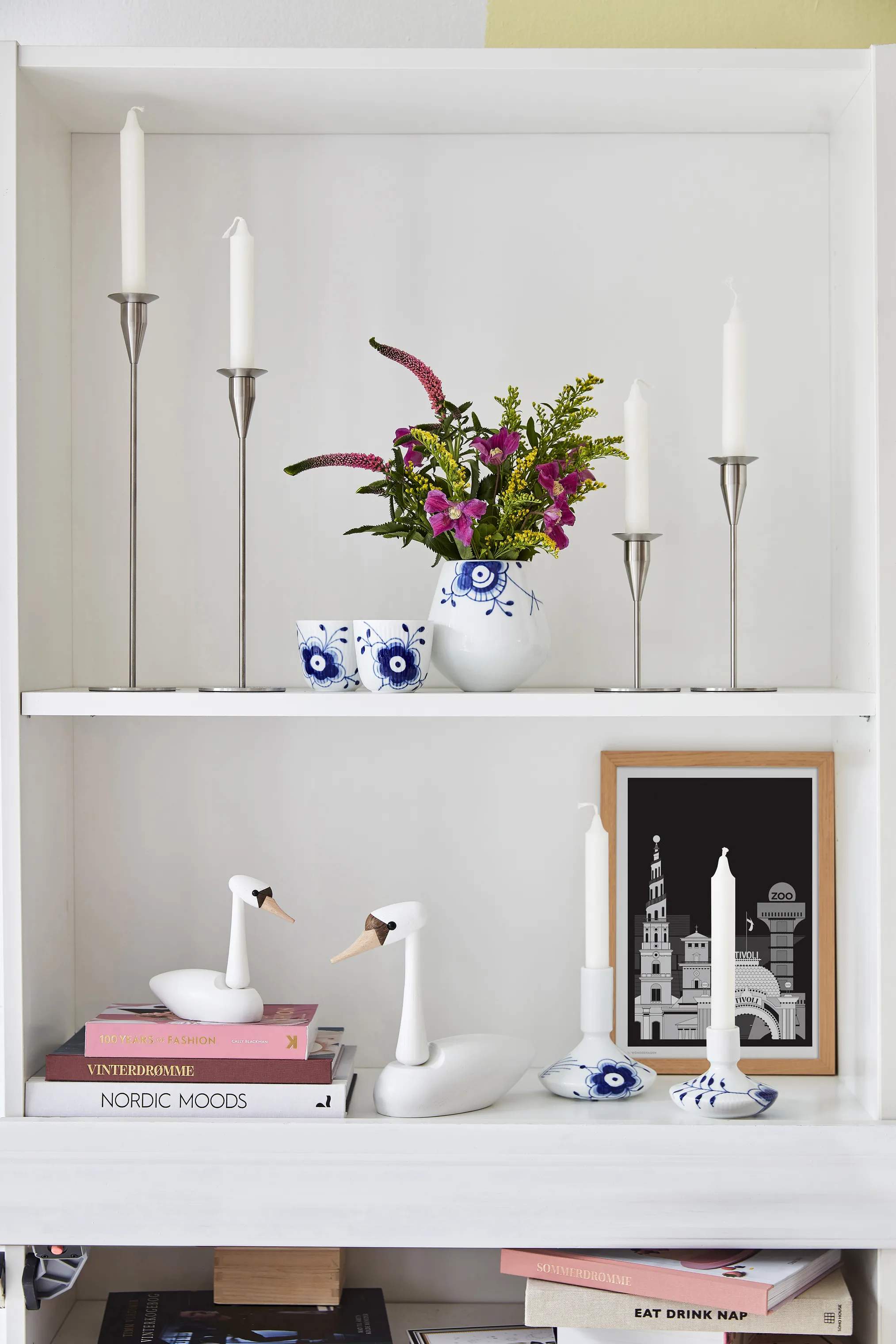 Royal Copenhagen Fyrfadsstage Blå Mega Riflet Fyrfadsstage - 2 stk. i Koboltblå/hvid, 6 cm, 2
