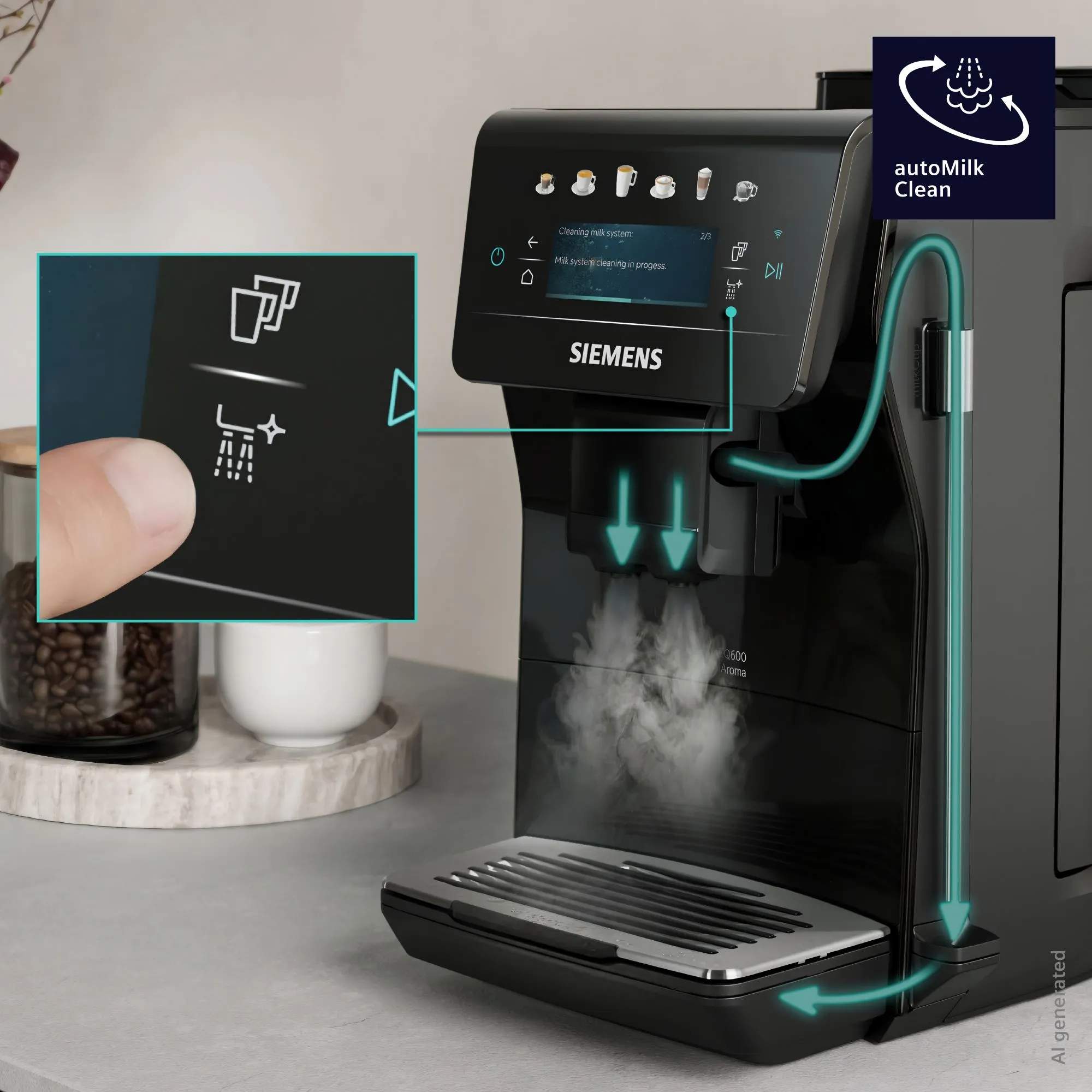 Siemens Espressomaskiner EQ600 iAroma Espressomaskine TP601E09 i Sort, 4