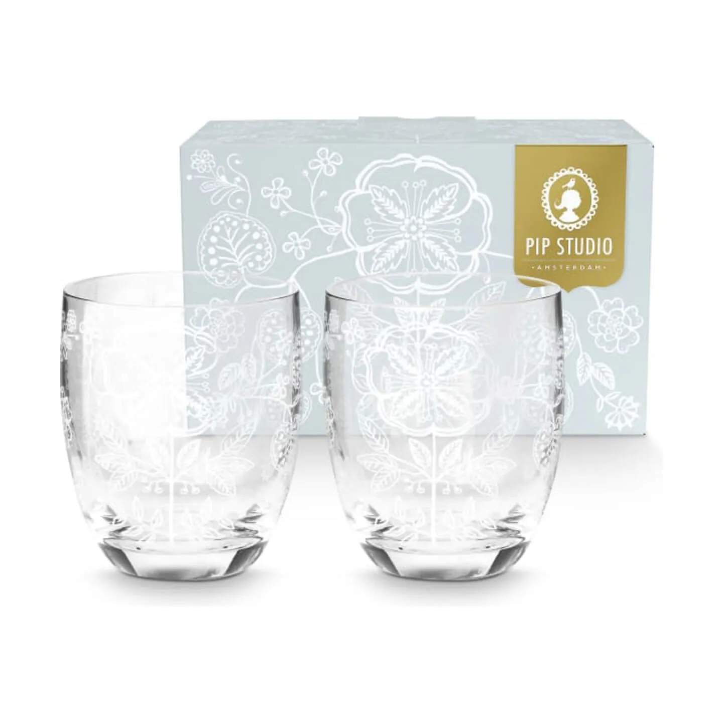 Lily & Lotus Vandglas - 2 stk., klar/hvid, large