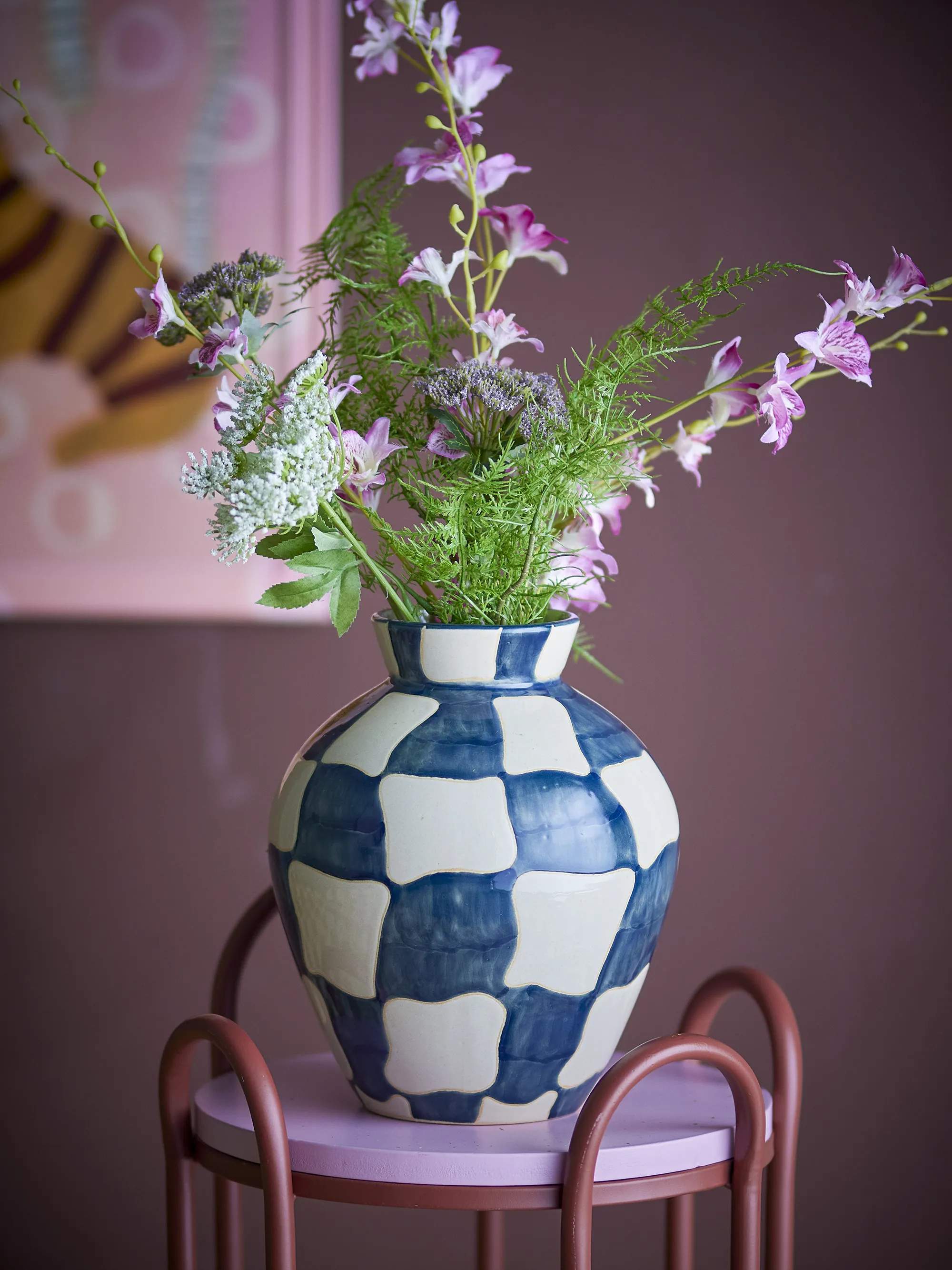 Bloomingville Vaser Vase - Check i Blue, 2
