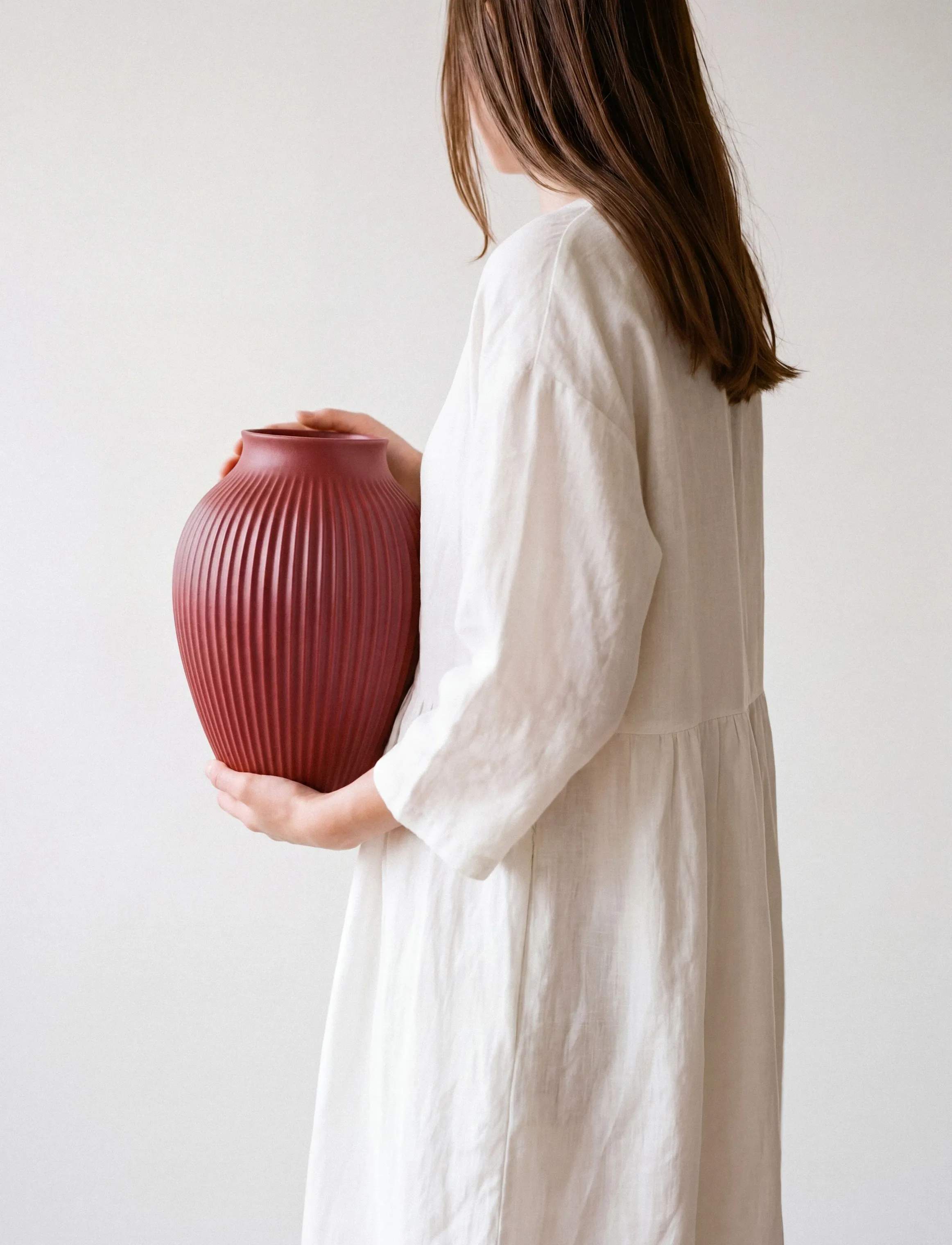 Knabstrup Keramik Vaser Riller Vase i Soft cherry, 27 cm, 4